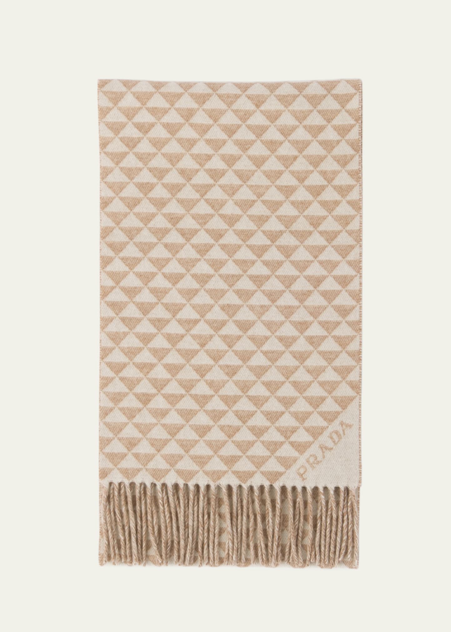Prada Wool And Cashmere Scarf In F0j34 Sabbia Bian