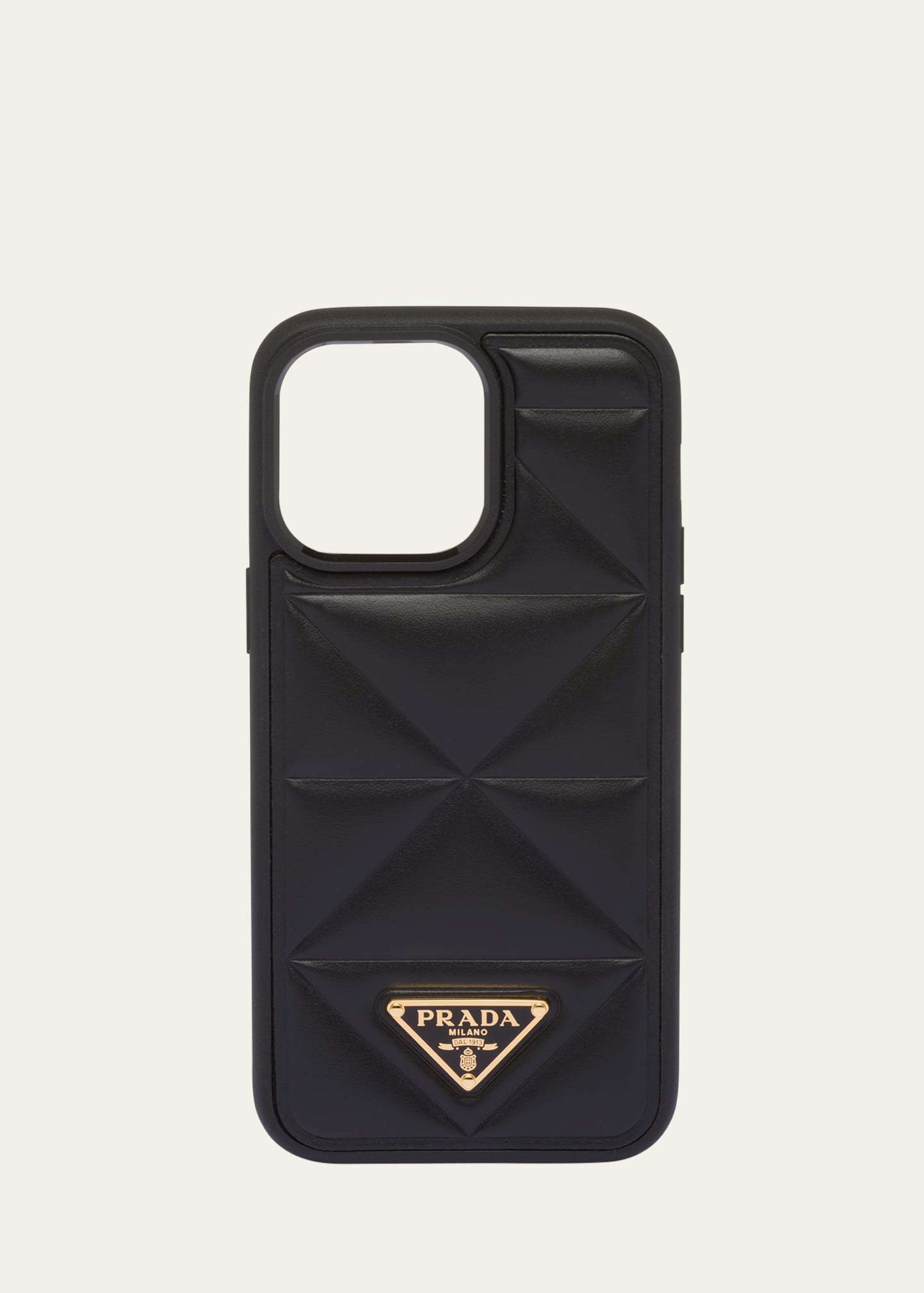 PRADA TRIANGLE QUILTED LEATHER PHONE CASE