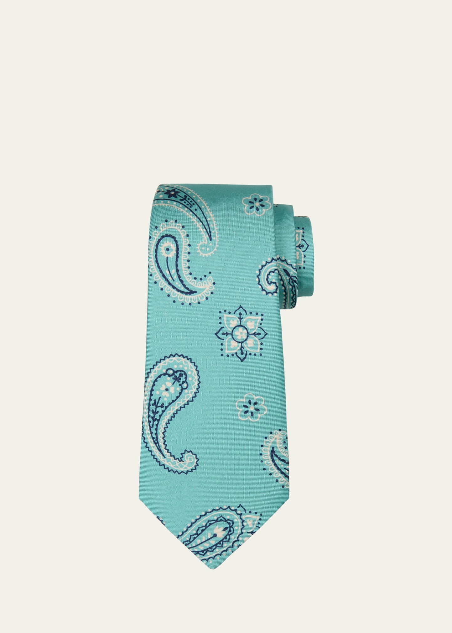 Kiton Men's Silk Paisley-print Tie In Lt Blu