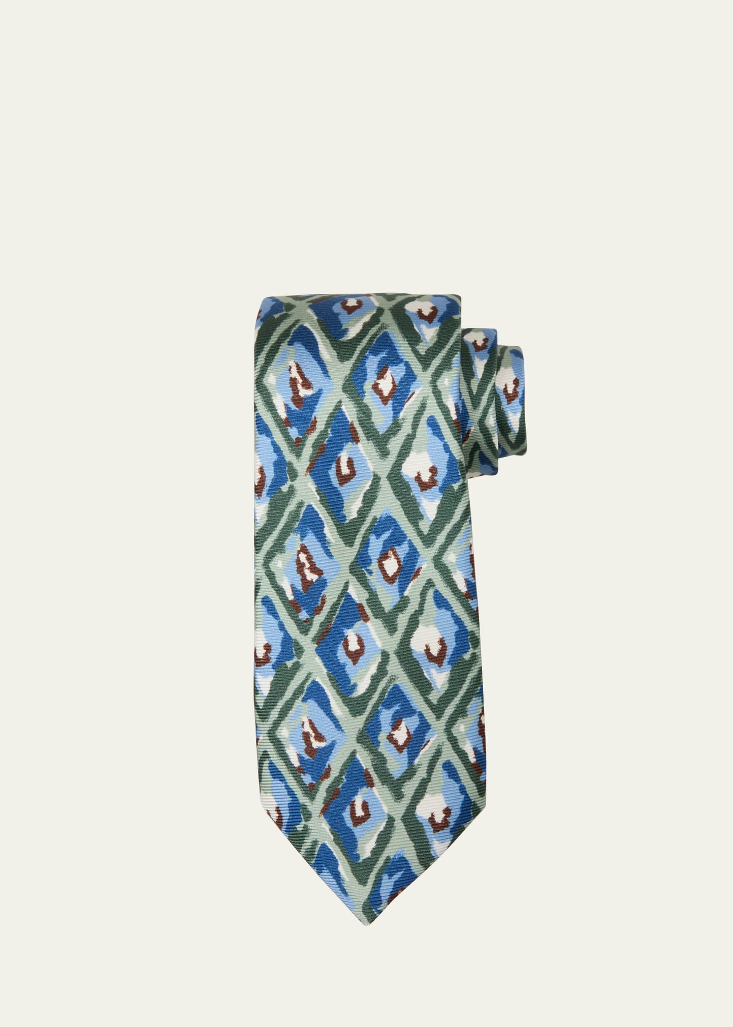 Kiton Men's Silk Geometric-print Tie In Grn Mult