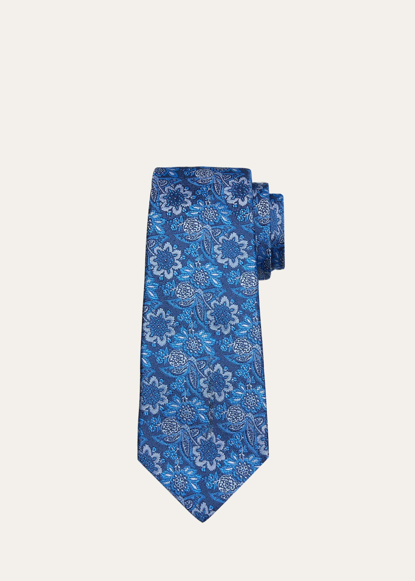 Kiton Men's Silk Floral Jacquard Tie In Blu