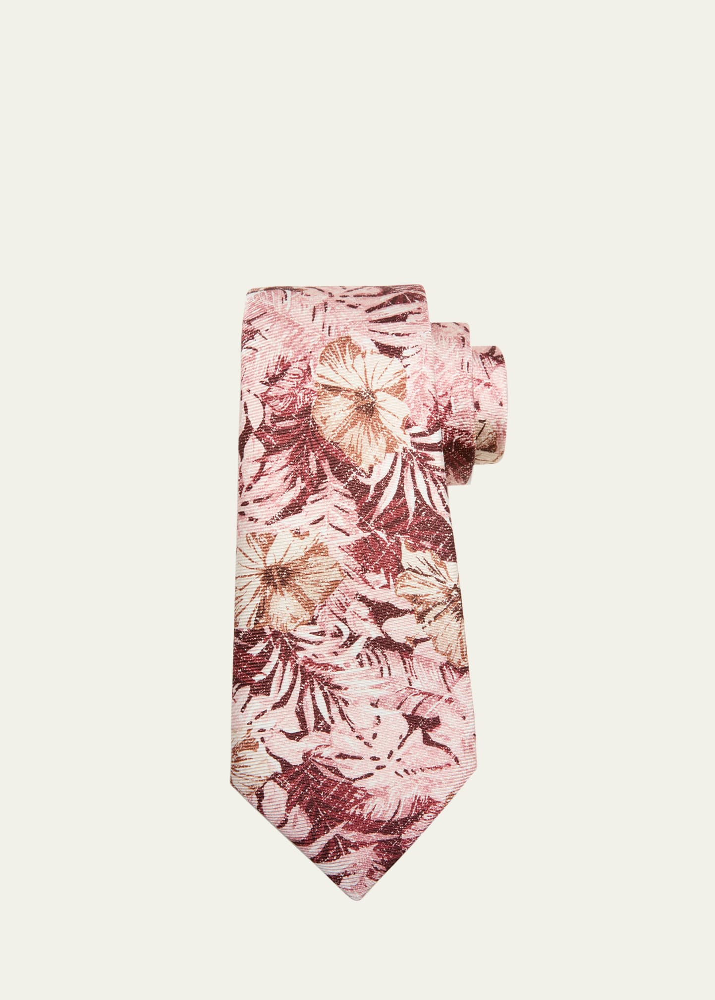 Kiton Men's Silk Tropical-print Tie In Pink