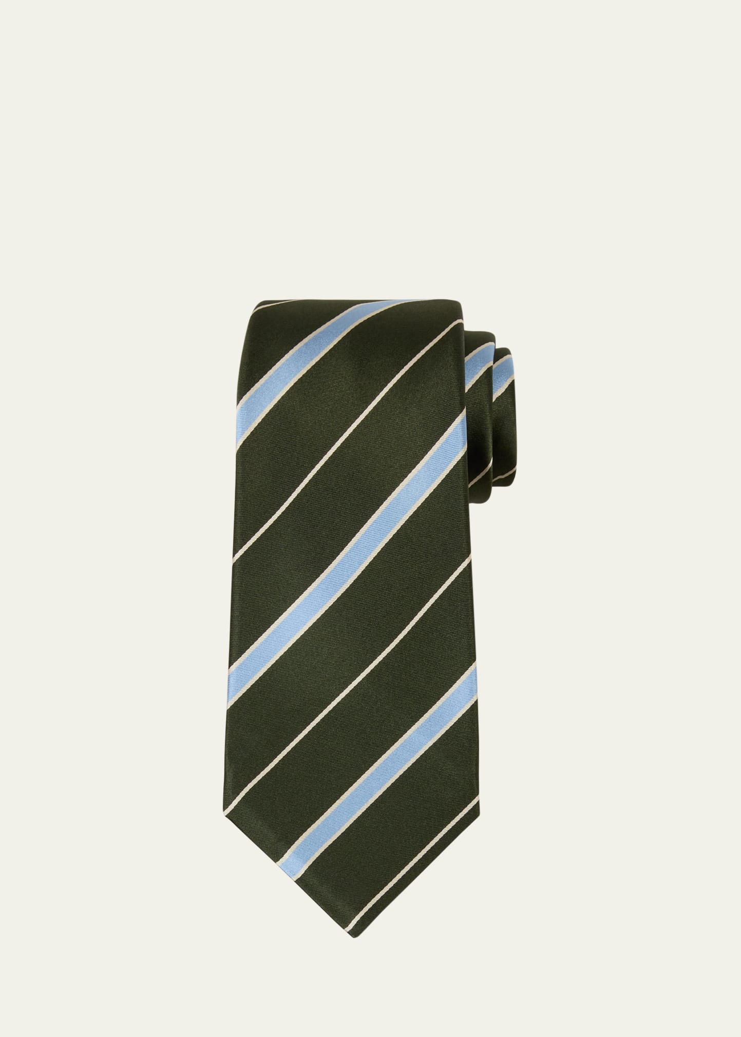 Kiton Men's Silk Multi-stripe Tie In Grn Mult