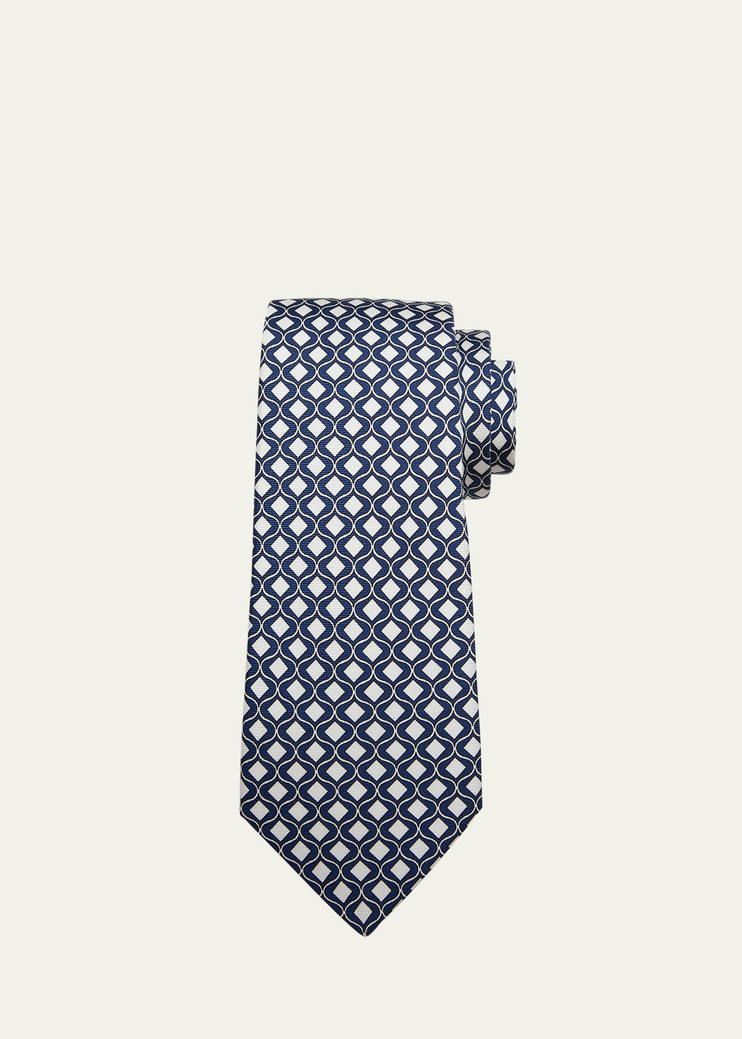 Kiton Men's Silk Geometric-print Tie In Navy