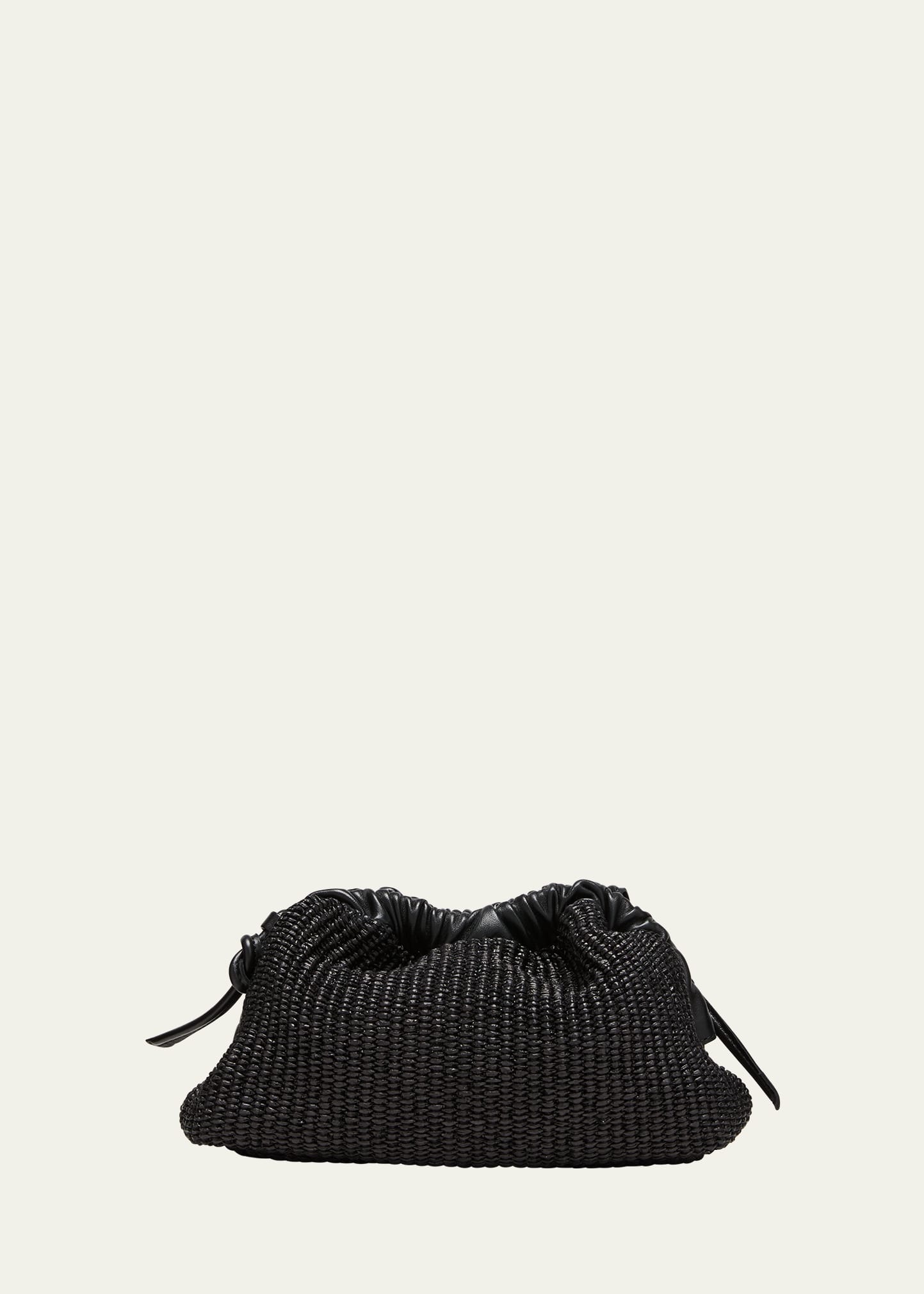 Mansur Gavriel Cloud Mini Raffia Clutch Bag In Black