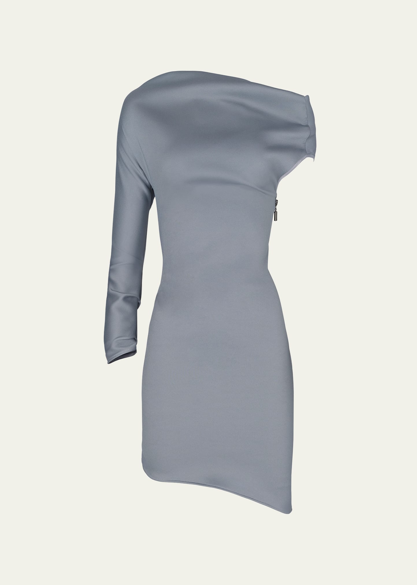 Maticevski Aroma Draped Asymmetric Mini Dress In Steel