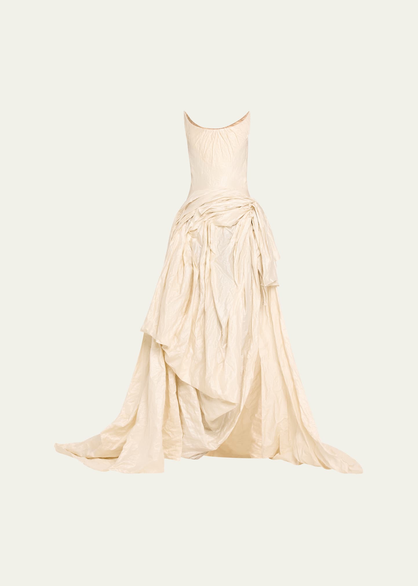 Maticevski Candescence Draped Strapless Gown In Pearl Crush