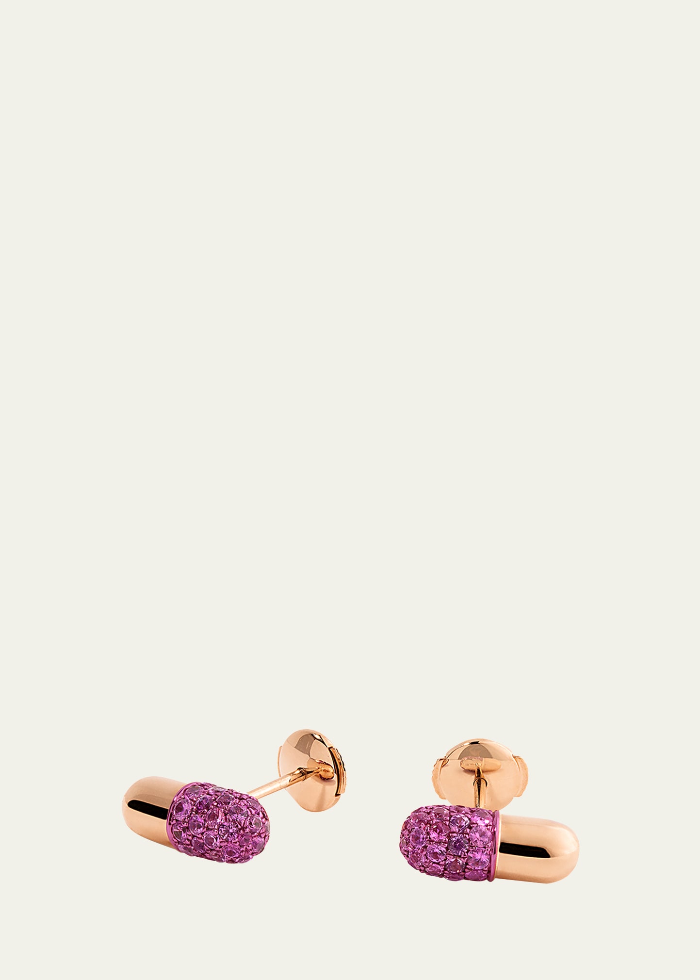 18k Rose Gold Pink Sapphire Pill Stud Earrings