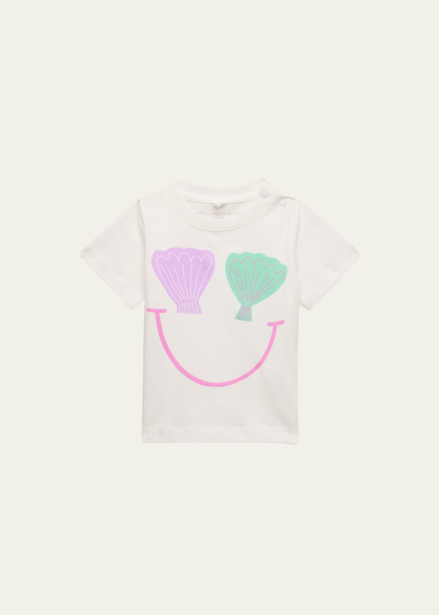 Girl's Shell Face-Print Short-Sleeve Tee, Size 6M-36M