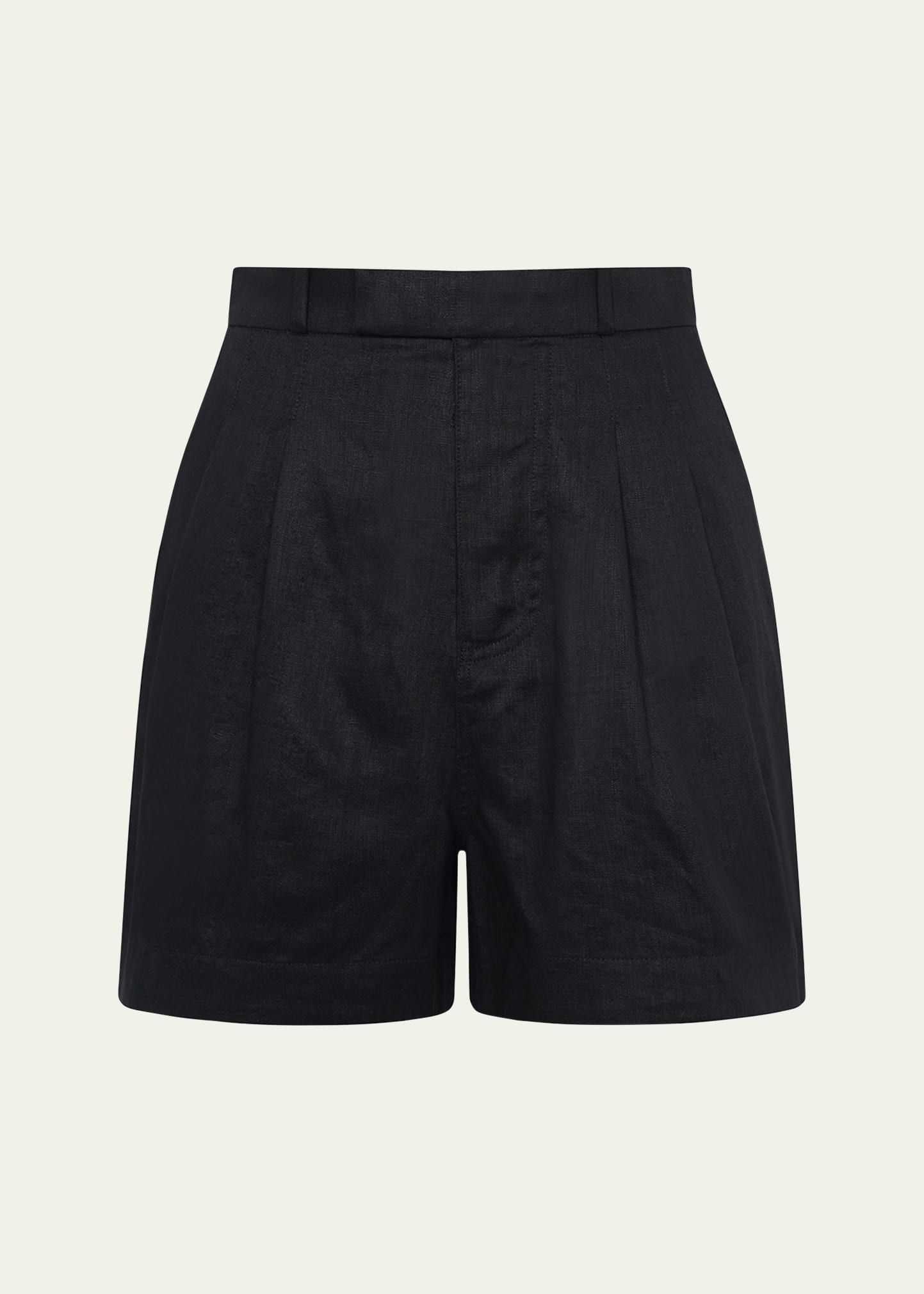 Aqua Blu Australia Carrington Pleated Linen Shorts In Nero