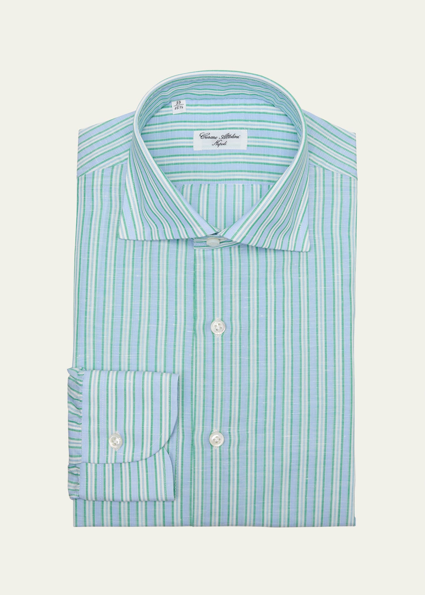Men's Linen-Cotton Stripe Dress Shirt