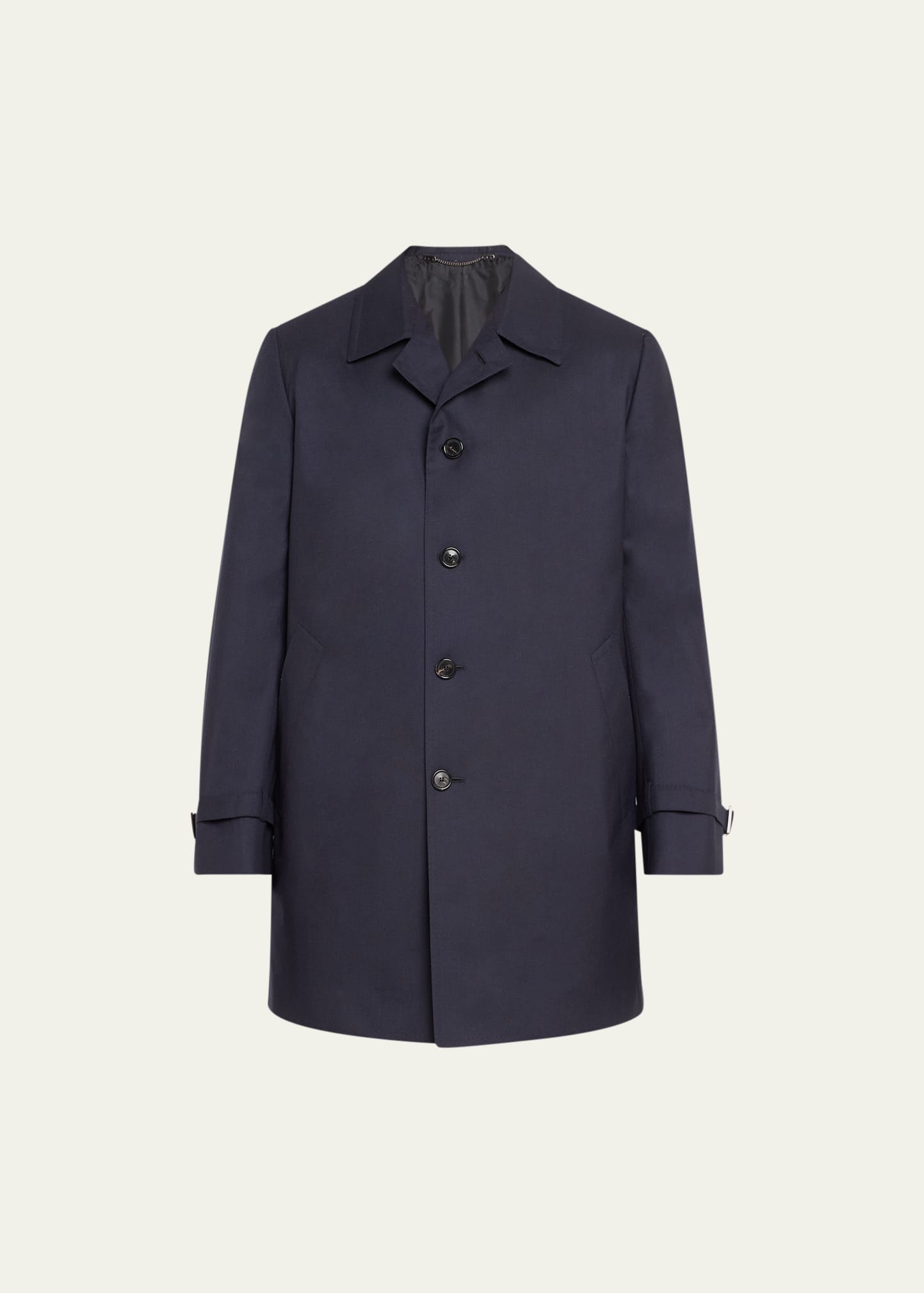 Men's Cashmere Button-Front Raincoat