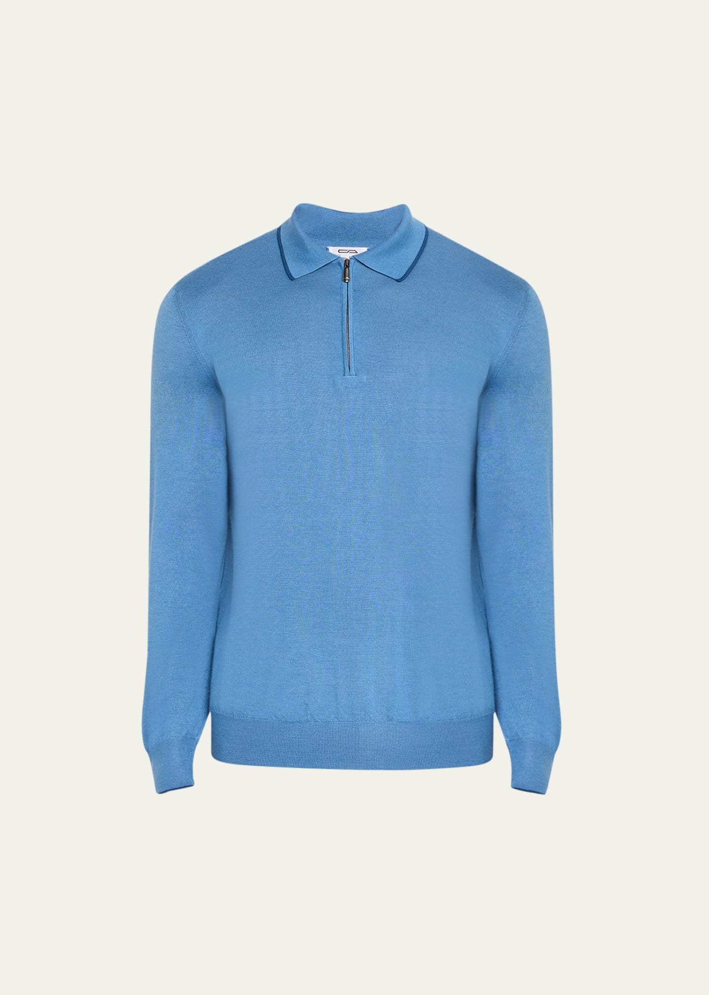 Cesare Attolini Men's Cashmere-silk Quarter-zip Polo Sweater In A30-blue