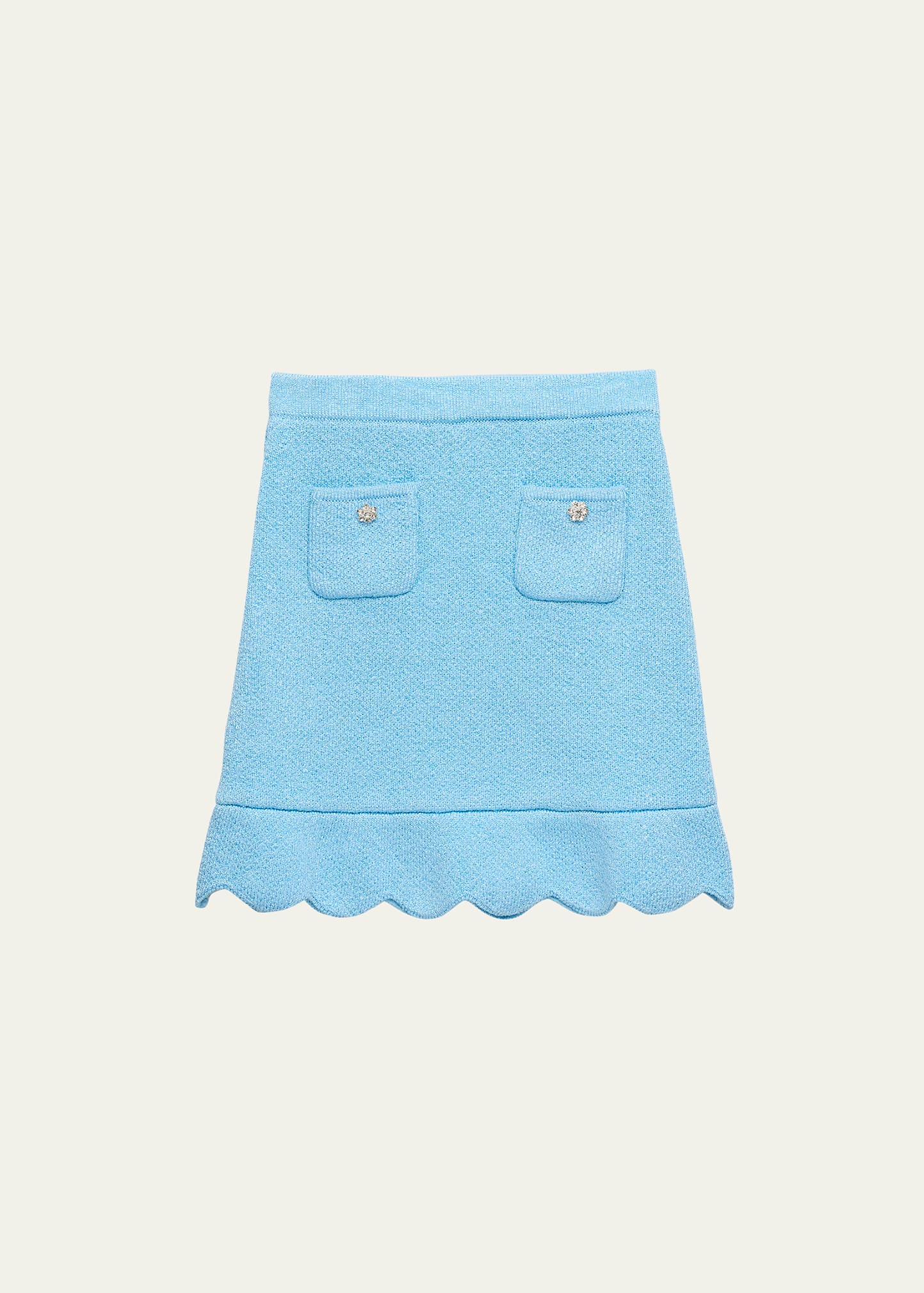 Self-portrait Kids' Girl's Sequin Knit Skirt In Blue