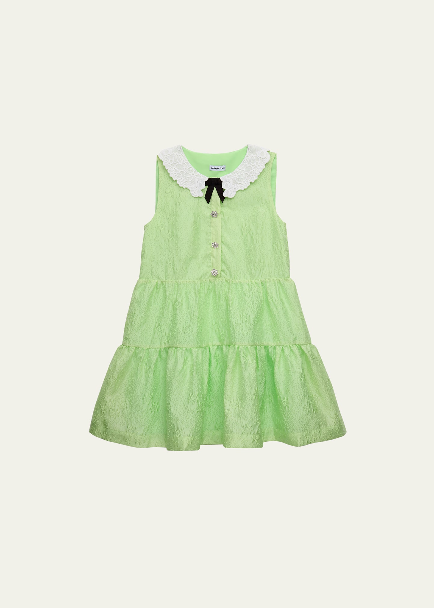 Girl's Tiered Lace Collar Cotton Dress, Size 3T-12