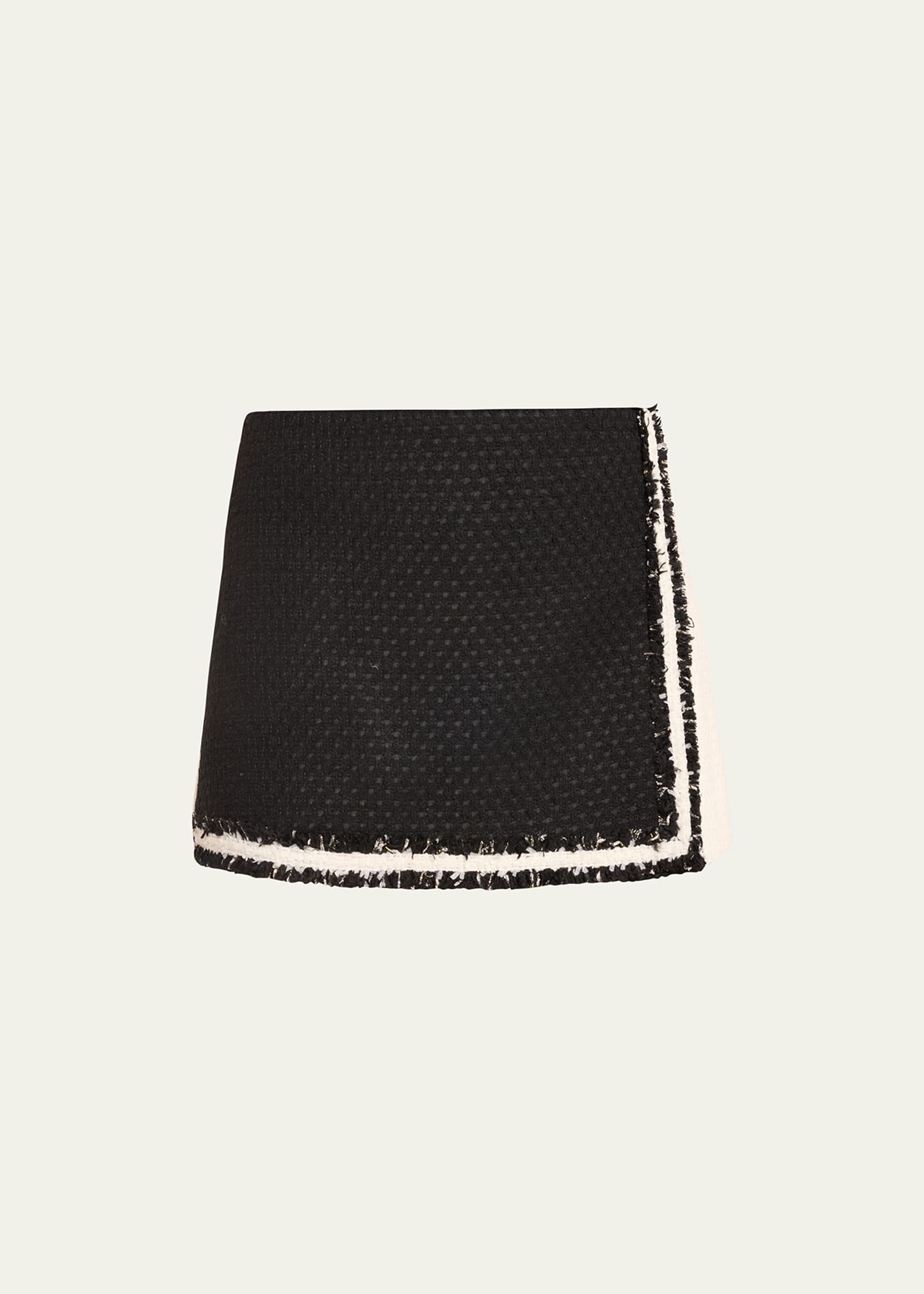 Alice And Olivia Darma Two-tone Tweed Skorts In Black/off White