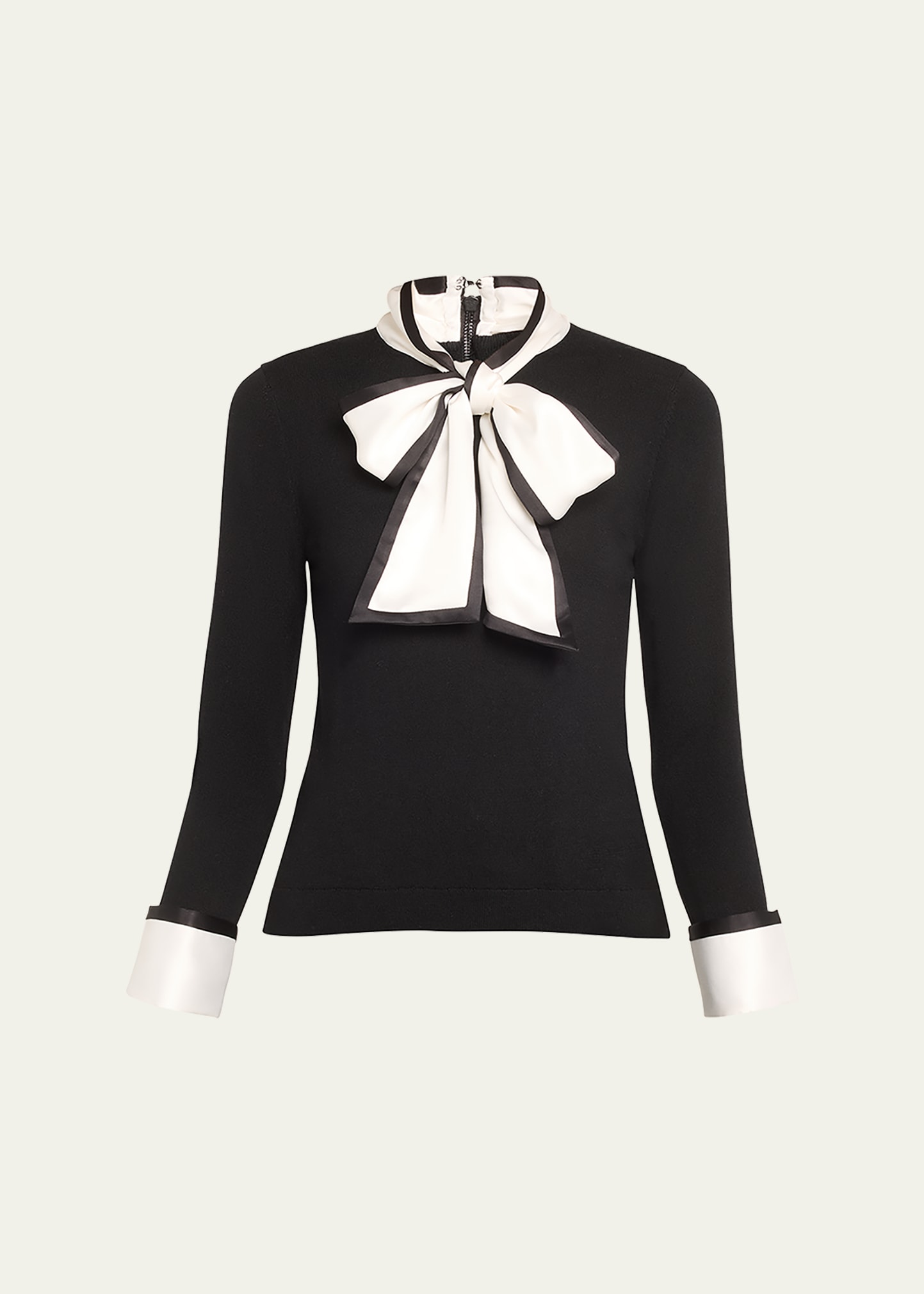 Alice And Olivia Alice + Olivia Justina Mixed Media Wool Sweater In Black Combo