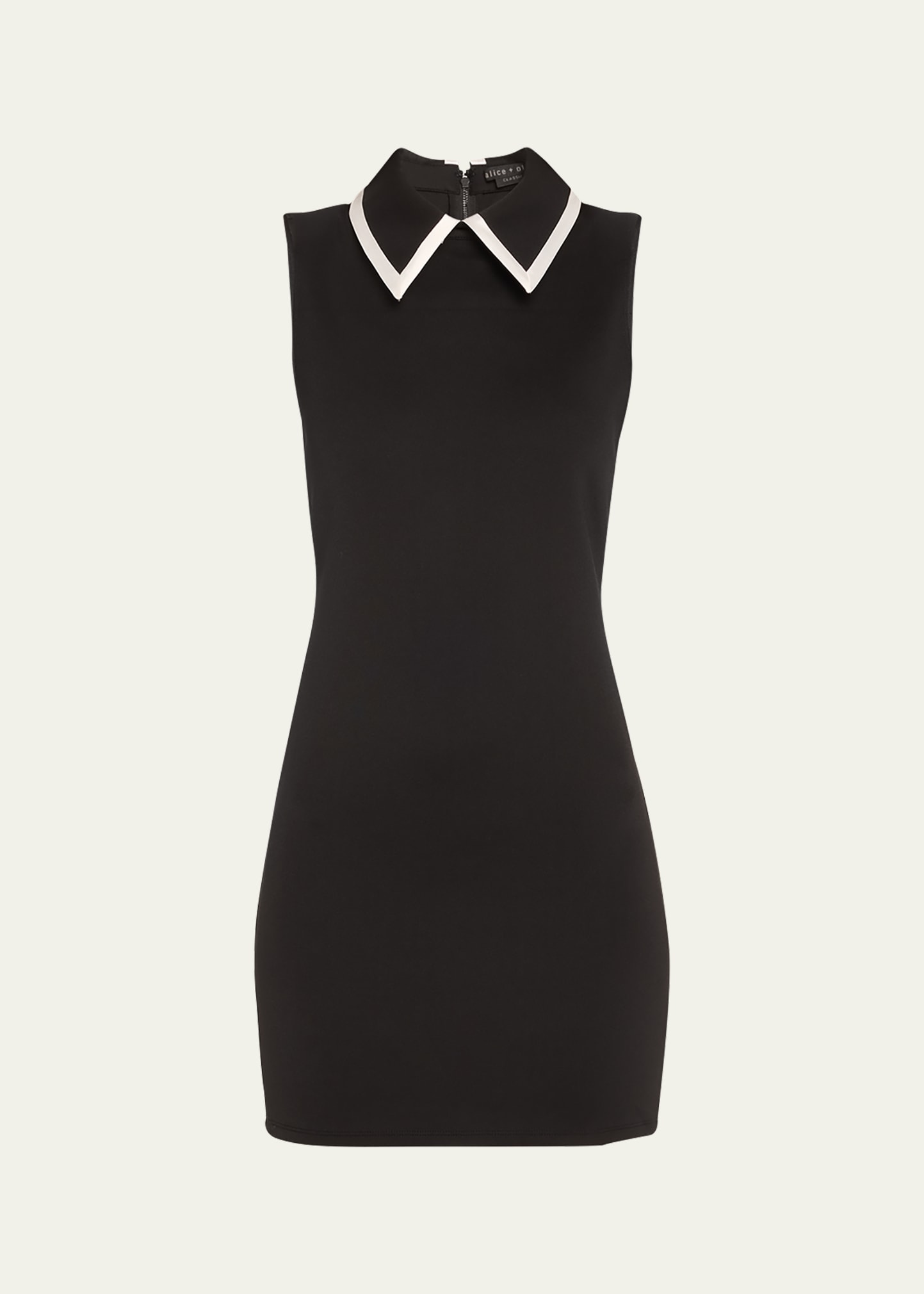 Alice And Olivia Wynell Collar Dress In Black Off White