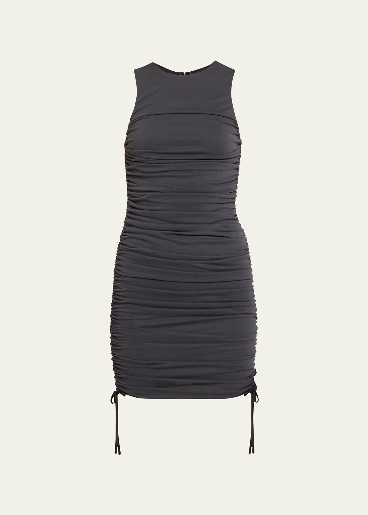 Alice And Olivia Katherina Ruched Fitted Tank Dress In Black