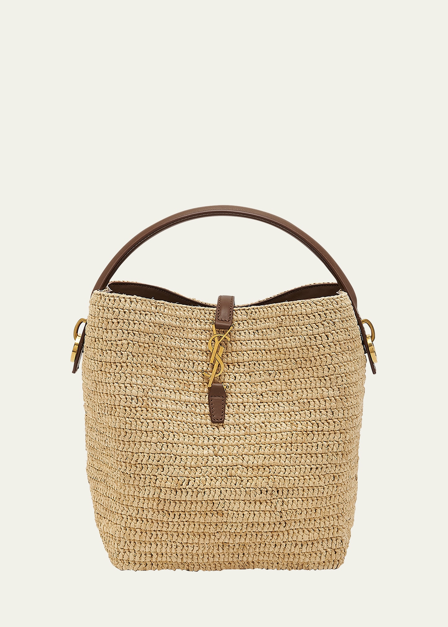 Shop Saint Laurent Le 37 Raffia Bucket Bag In Naturale Brick