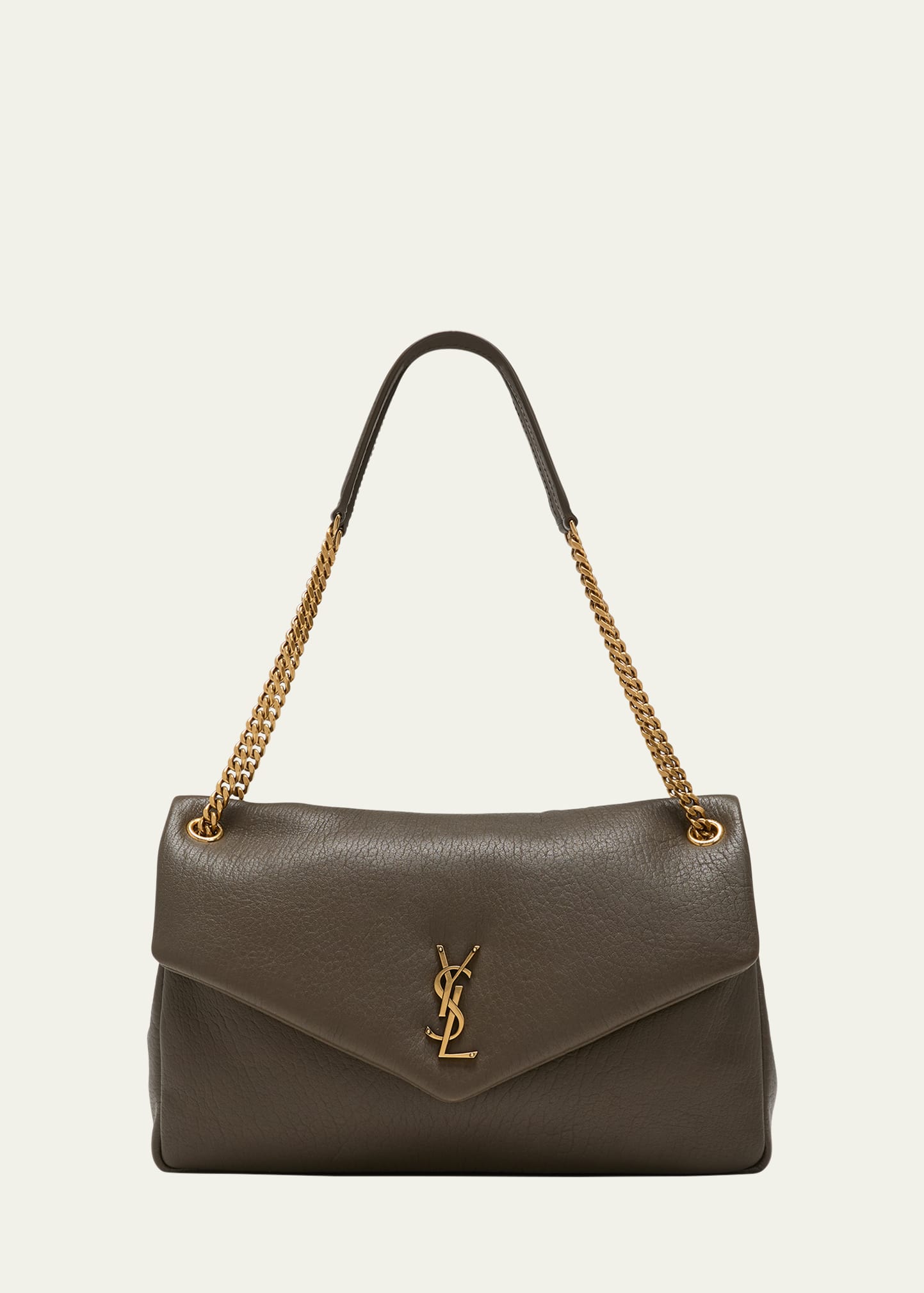 Saint Laurent Calypso Large Leather Shoulder Bag In Light Musk