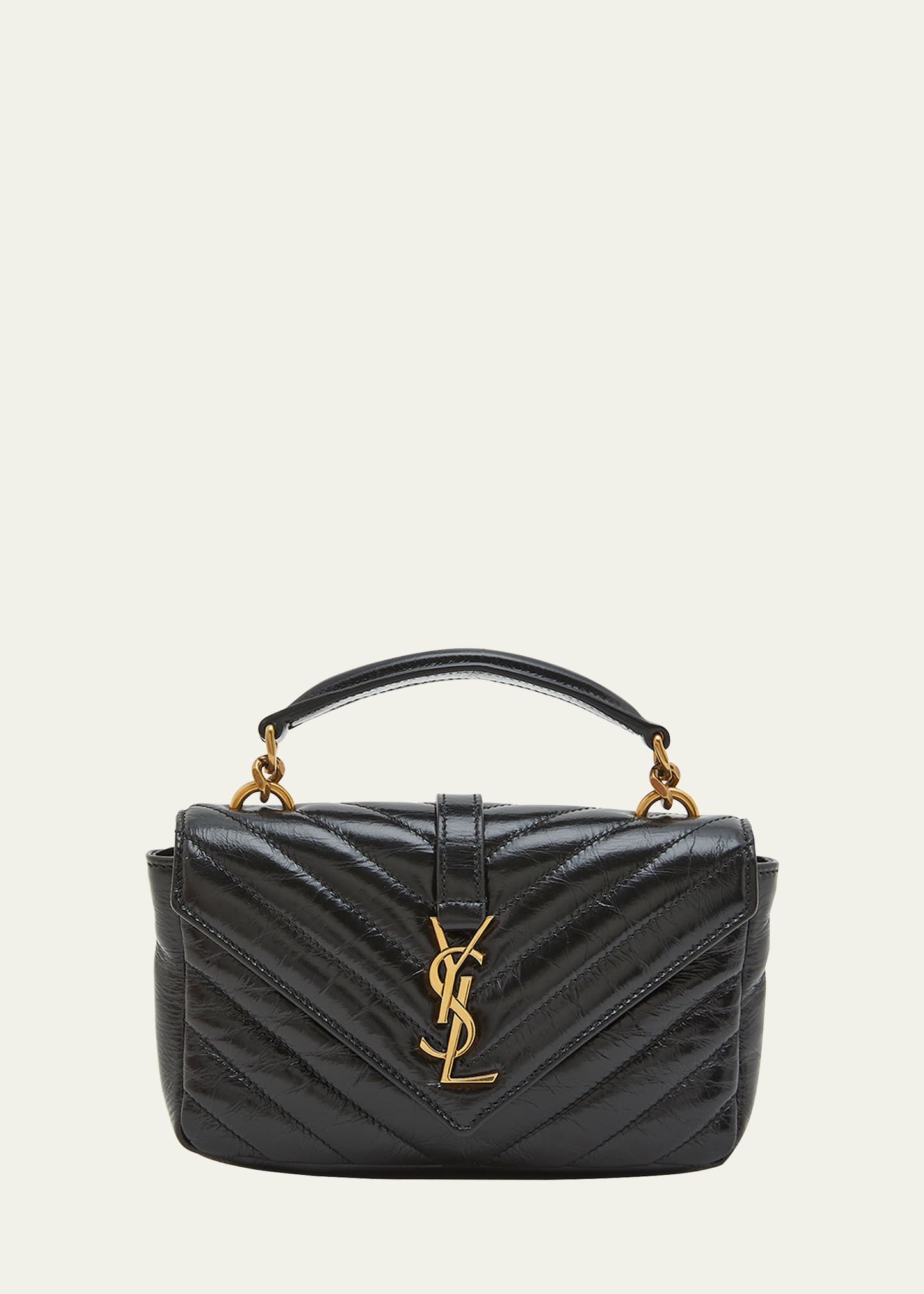 Saint Laurent College Mini Ysl Quilted Crossbody Bag In Black