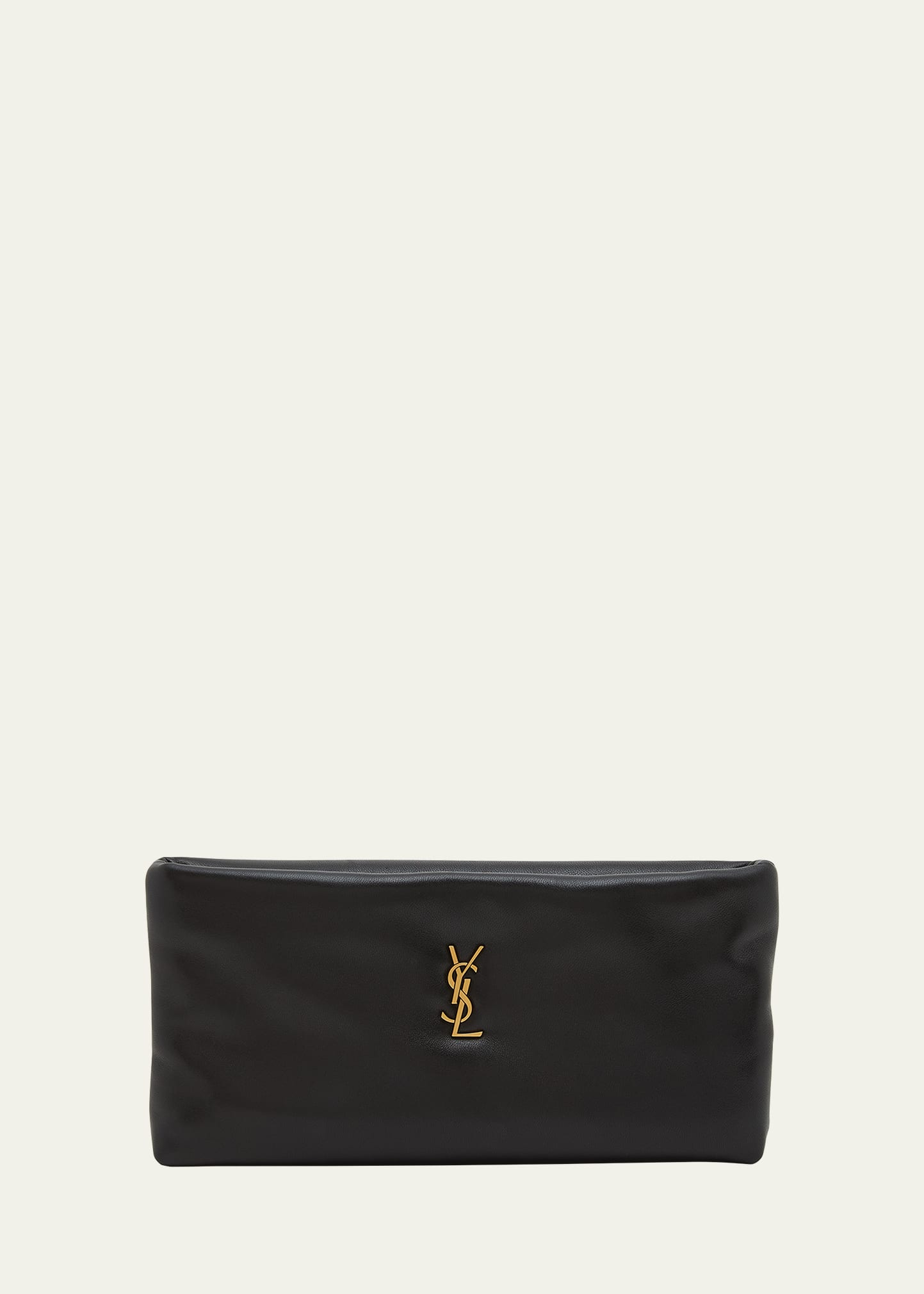 Saint Laurent Calypso Ysl Zip Padded Clutch Bag In Black