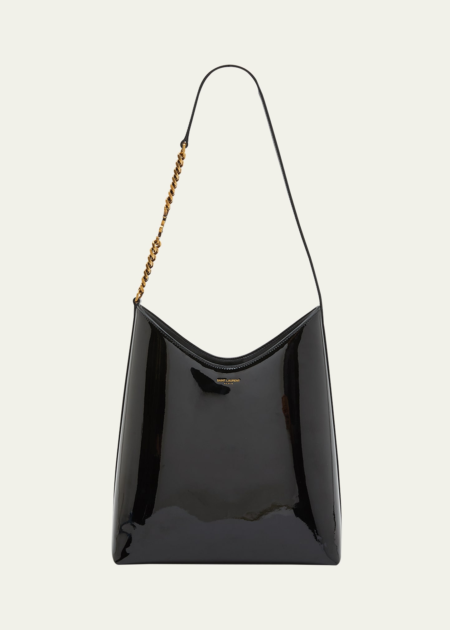 Shop Saint Laurent Sac Patent Leather Hobo Bag In Black