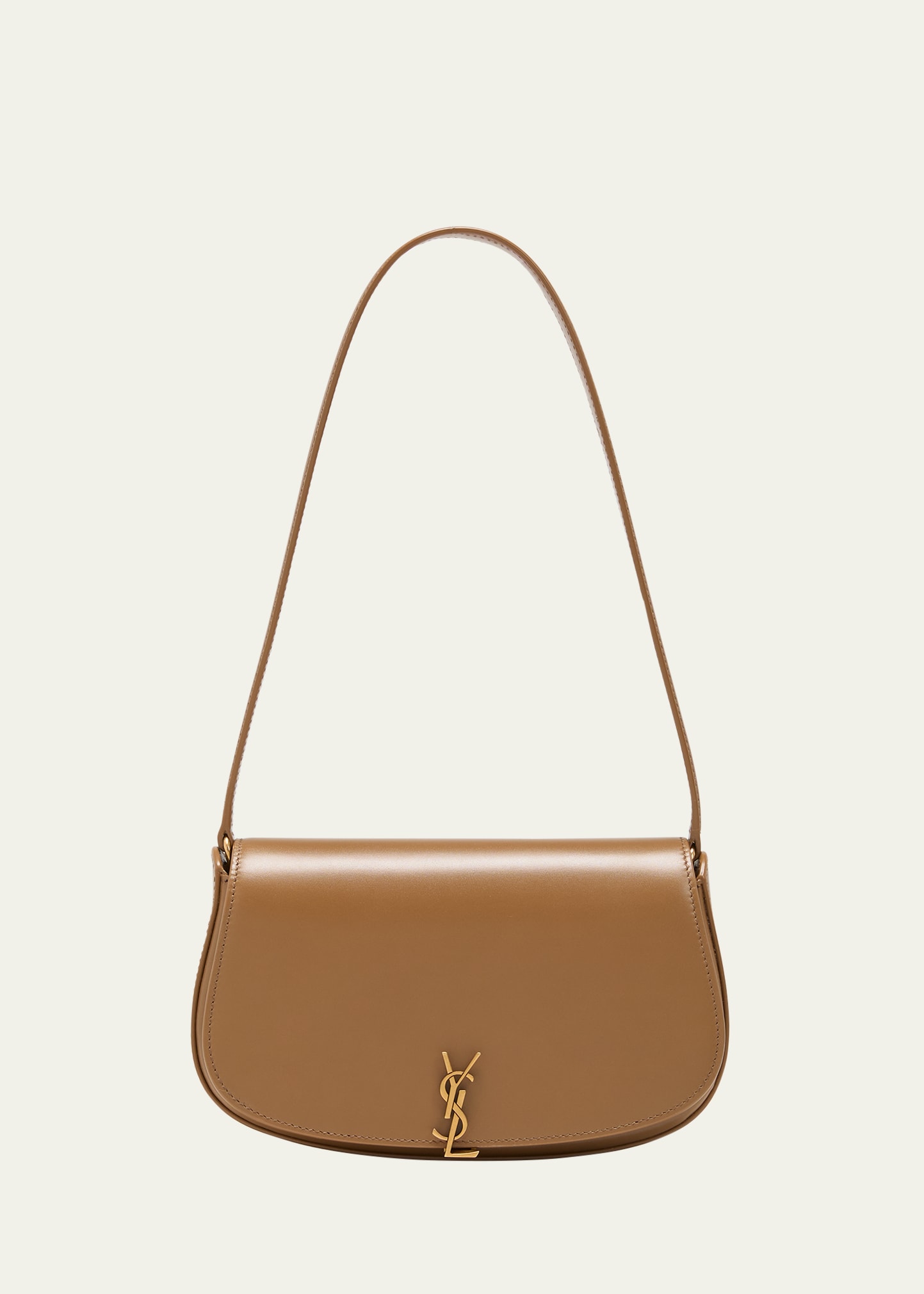Saint Laurent Voltaire Mini Leather Shoulder Bag In Dark Cork
