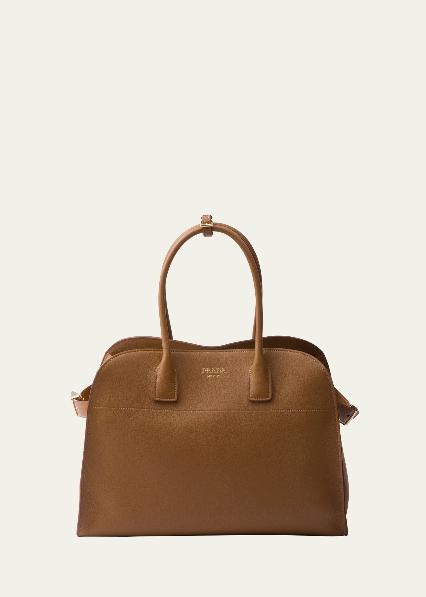 Prada Grain Leather Top-handle Bag In F03bh Caramel 0