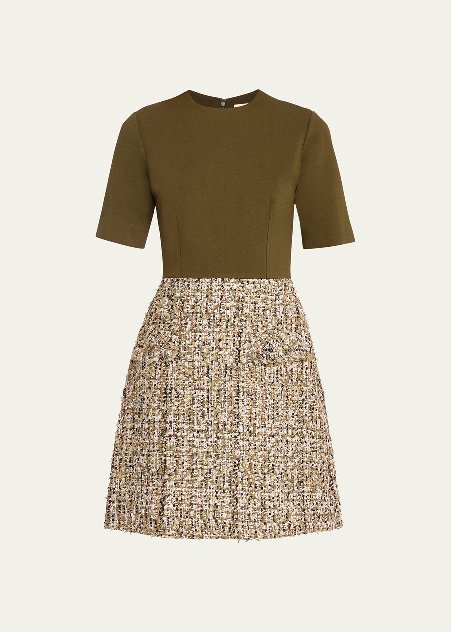 Jason Wu Collection Textured Tweed Jersey Dress In Deep Olive