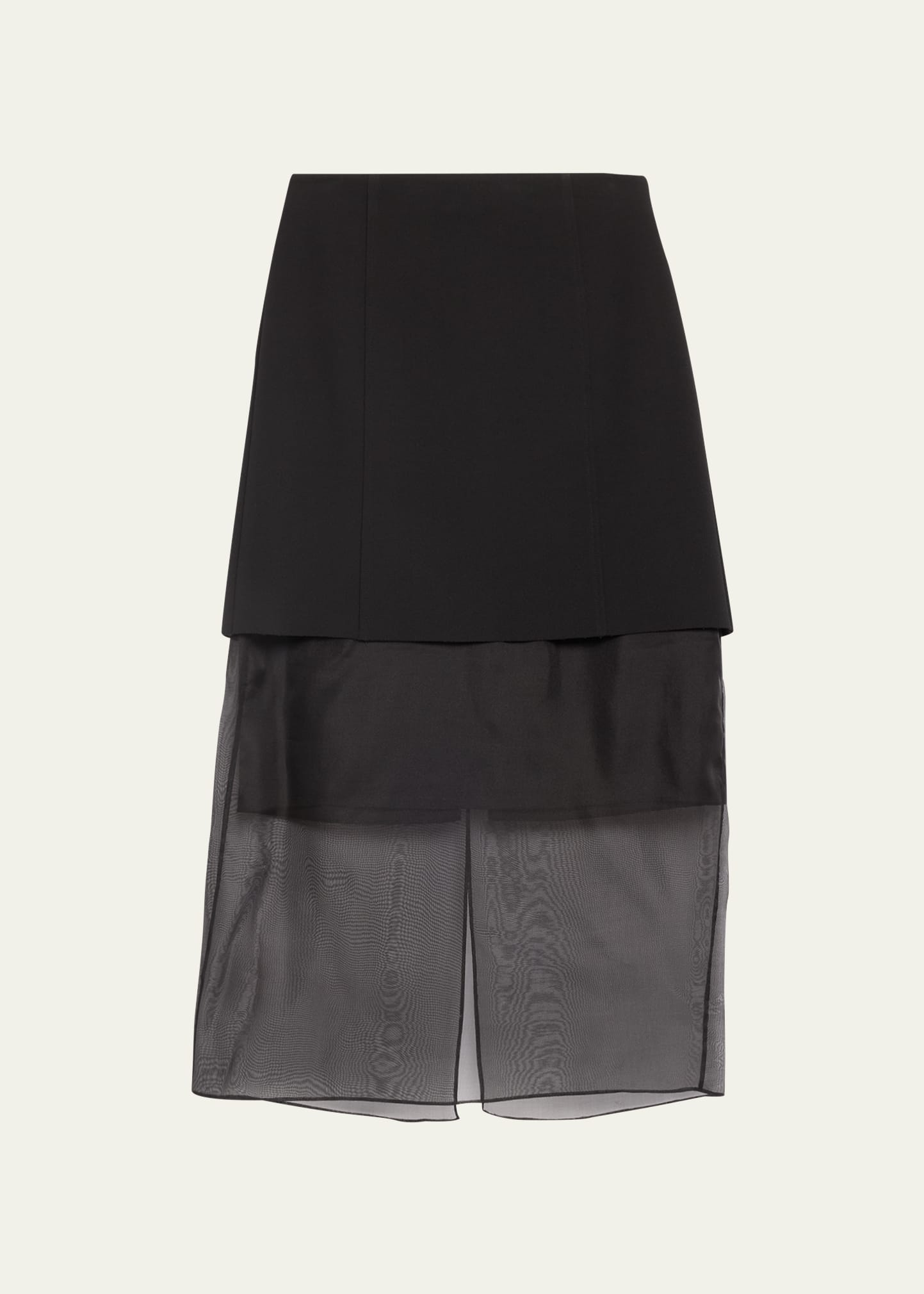 Jason Wu Collection Organza Underlay Jersey Midi Skirt In Black