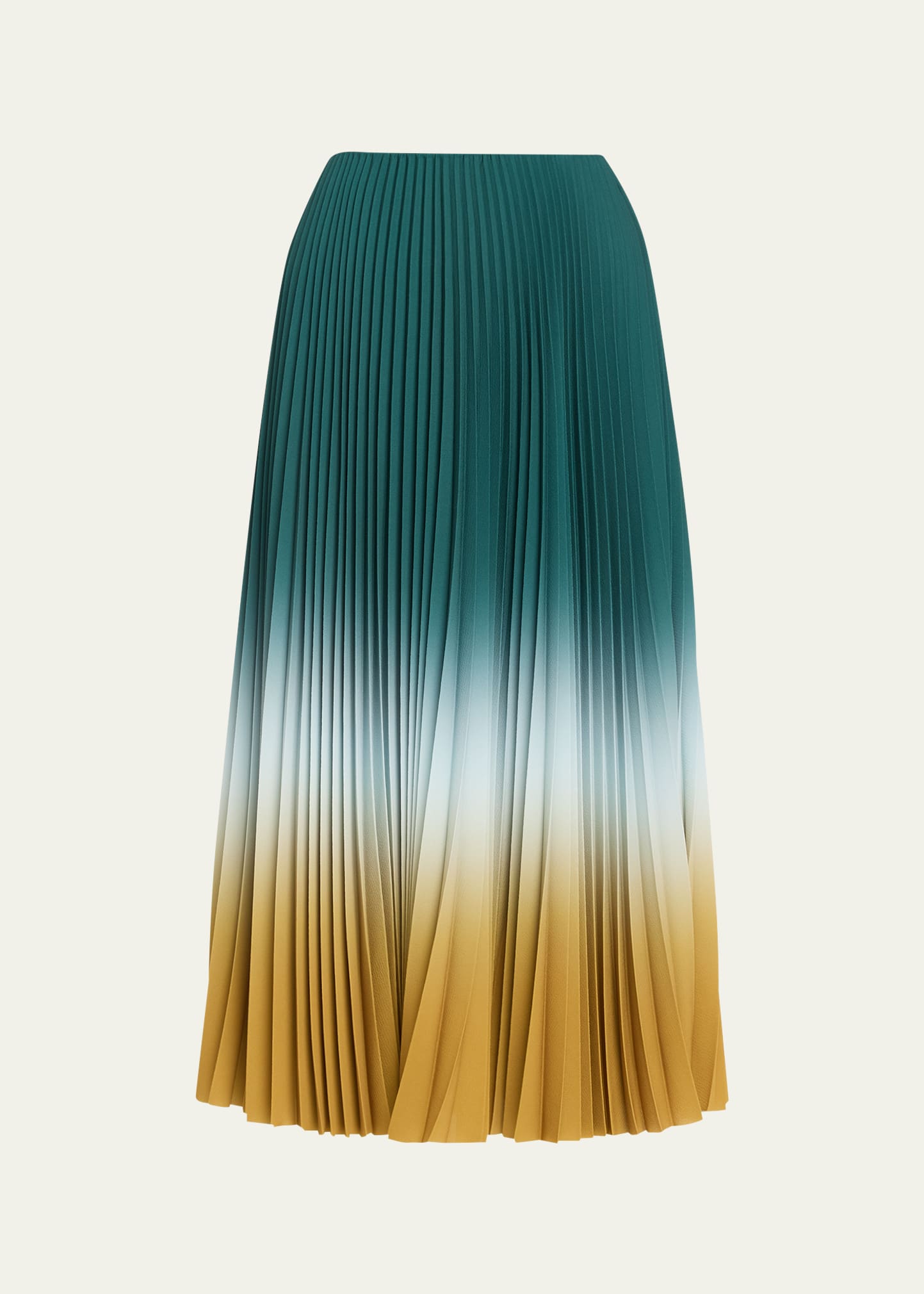 Jason Wu Collection Dip Dye Marocaine Pleated Crepe Midi Skirt In Seagreen/deep Saf