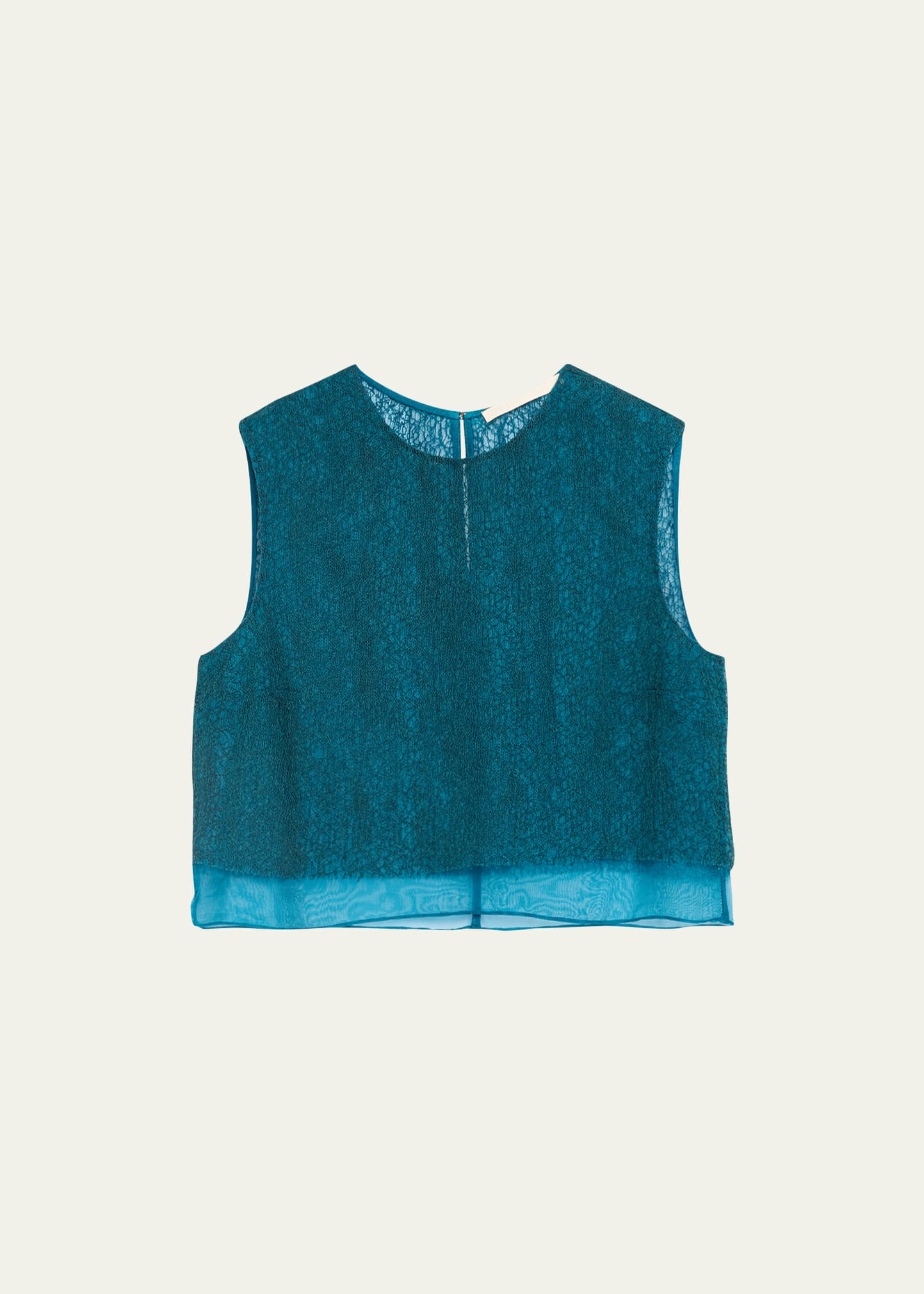 Shop Jason Wu Collection Lace Organza Underlay Crop Top In Ocean Seagreen