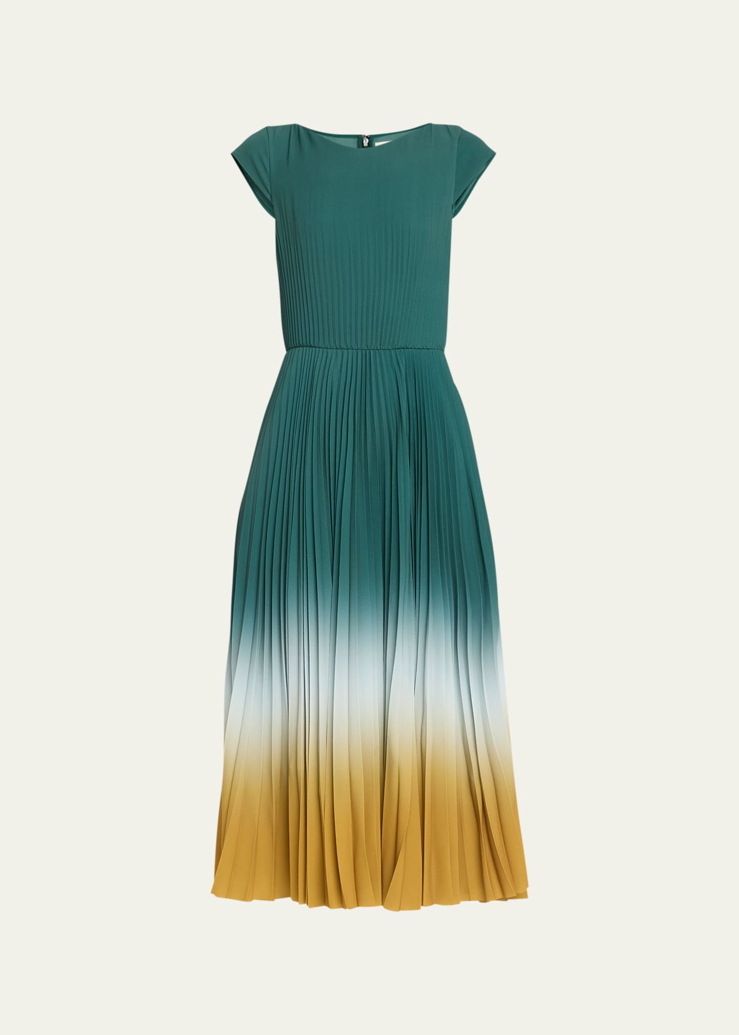 Shop Jason Wu Collection Dip Dye Marocaine Pleated Crepe Dress In Seagreen/deep Saf