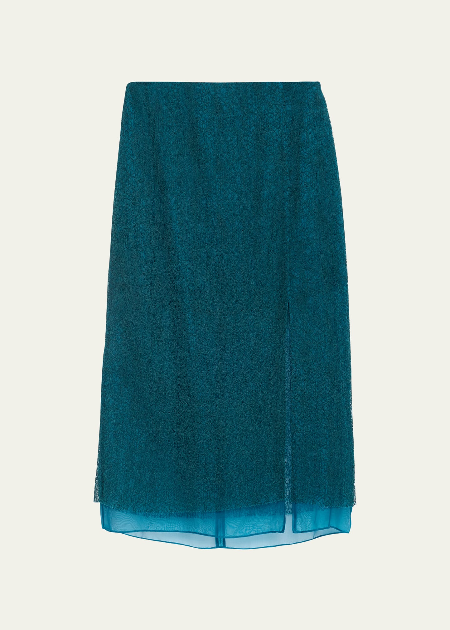 Jason Wu Collection Lace Organza Underlay Midi Skirt In Ocean Seagreen