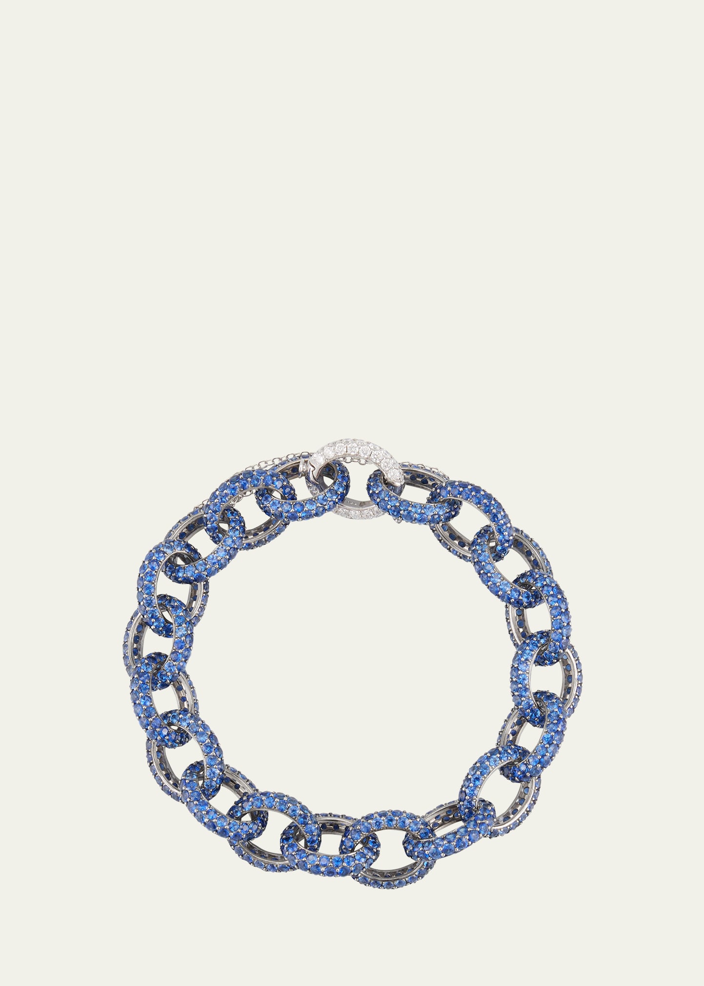 Nam Cho 18k White Gold Diamond And Sapphire Link Bracelet In Blue