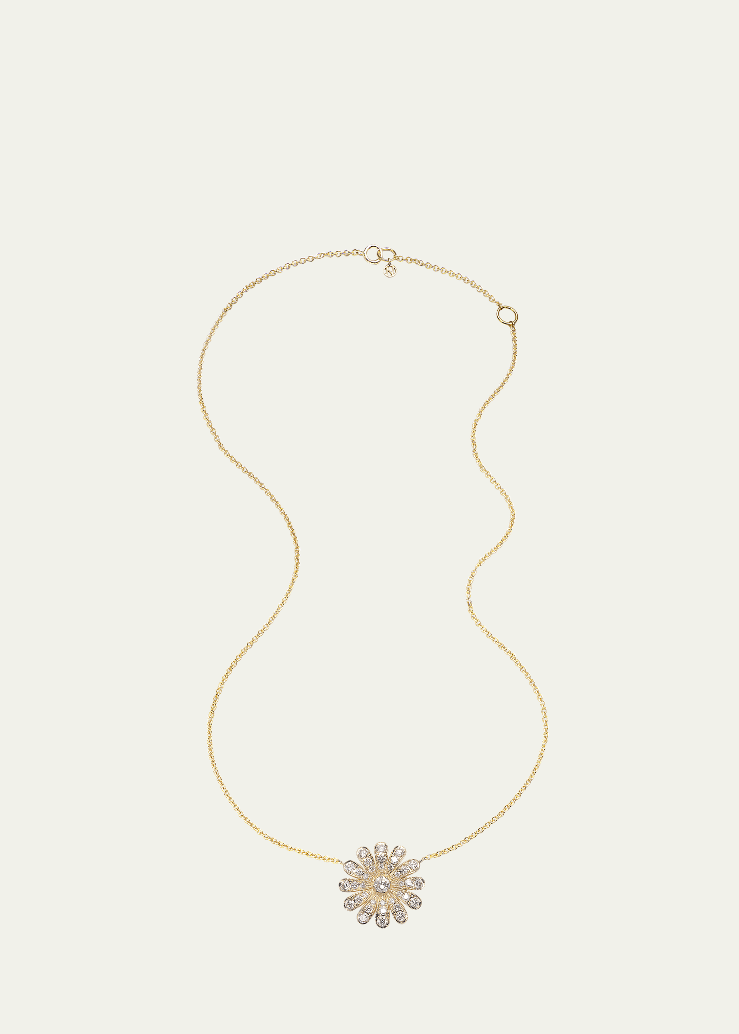 18k Yellow Gold Diamond Daisy Pendant Necklace