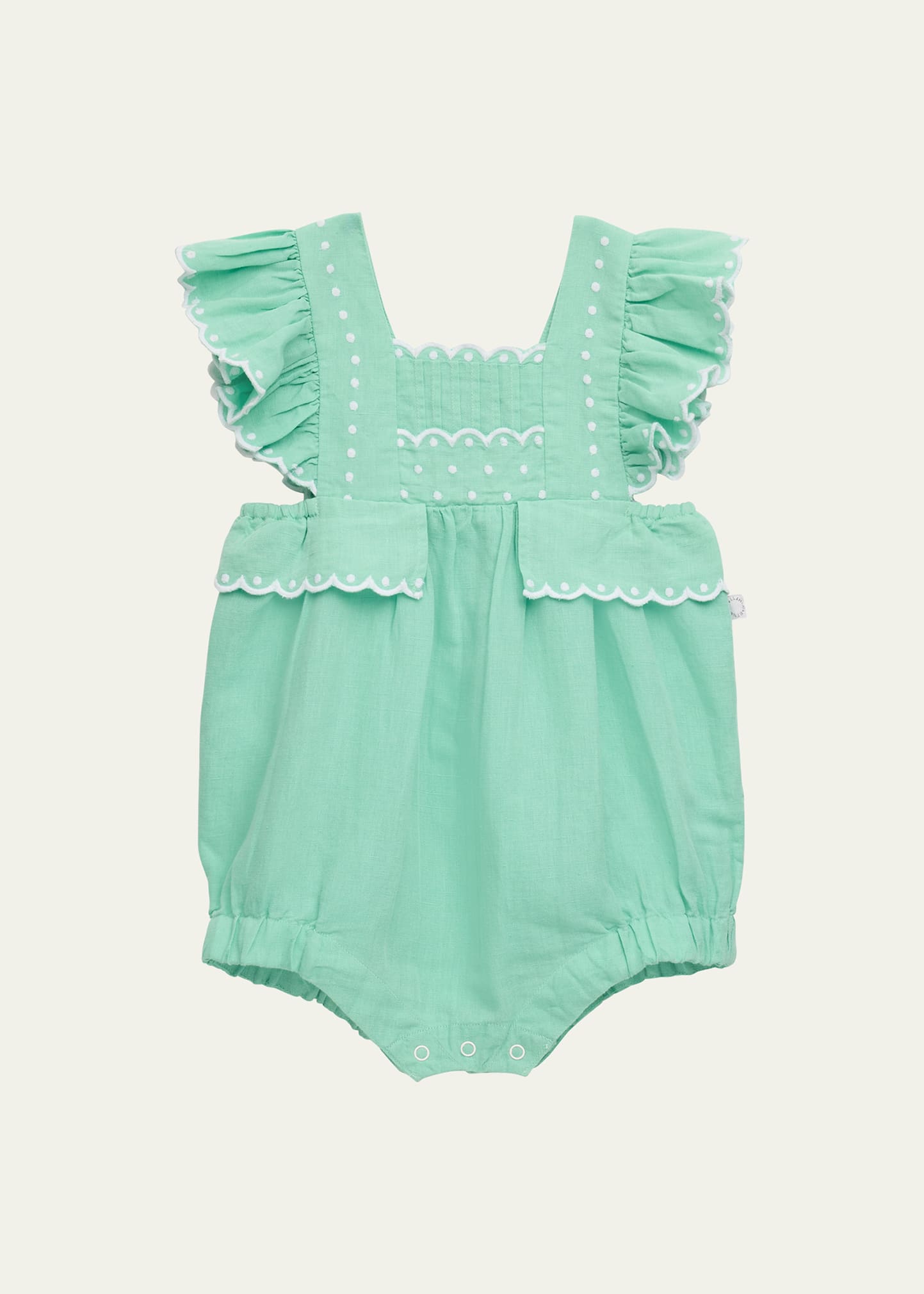 Girl's Embroidered Linen Romper, Size 3M-36M
