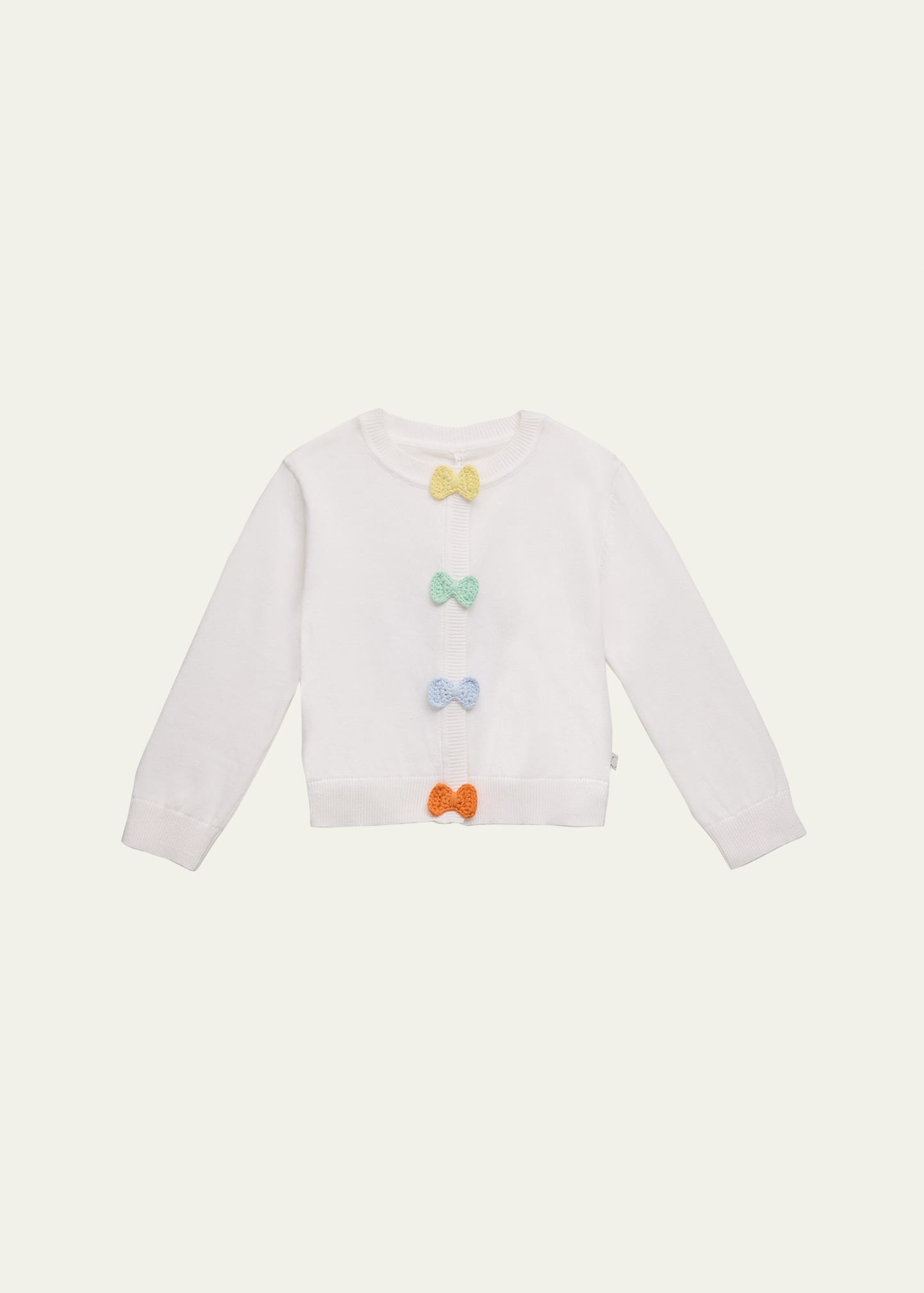 Shop Stella Mccartney Girl's Cardigan With Crochet Bows In 101 White