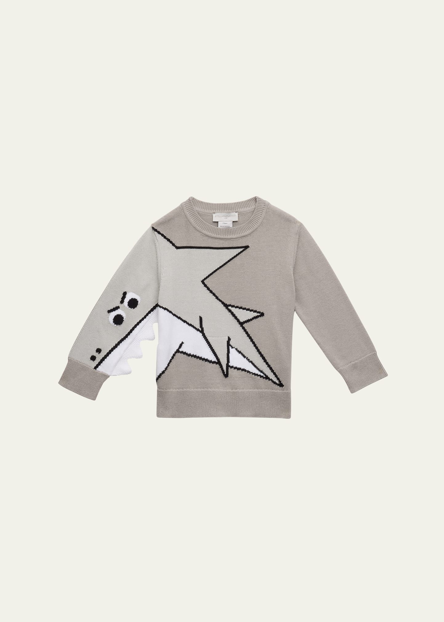 Stella Mccartney Kids' Boy's Sweater With Intarsia Shark Detail In 909 Grey