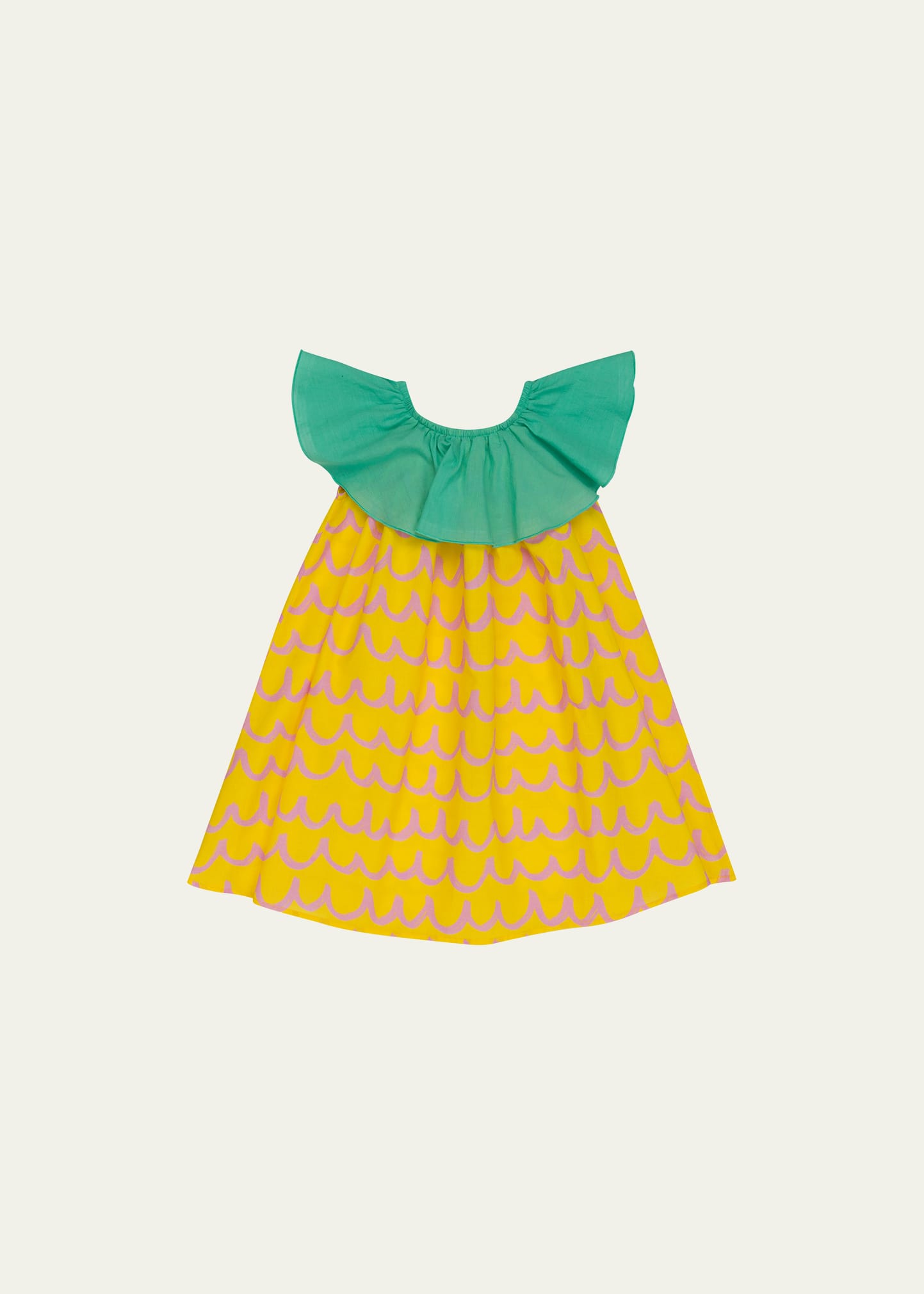 Girl's Pineapple Waves Sleeveless Ruffled Dress, Size 2-12