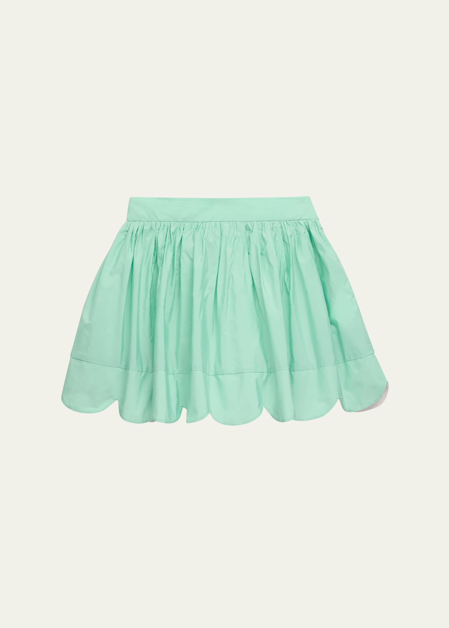 Shop Stella Mccartney Girl's Taffeta Skirt With Scalloped Trim In 708 Green