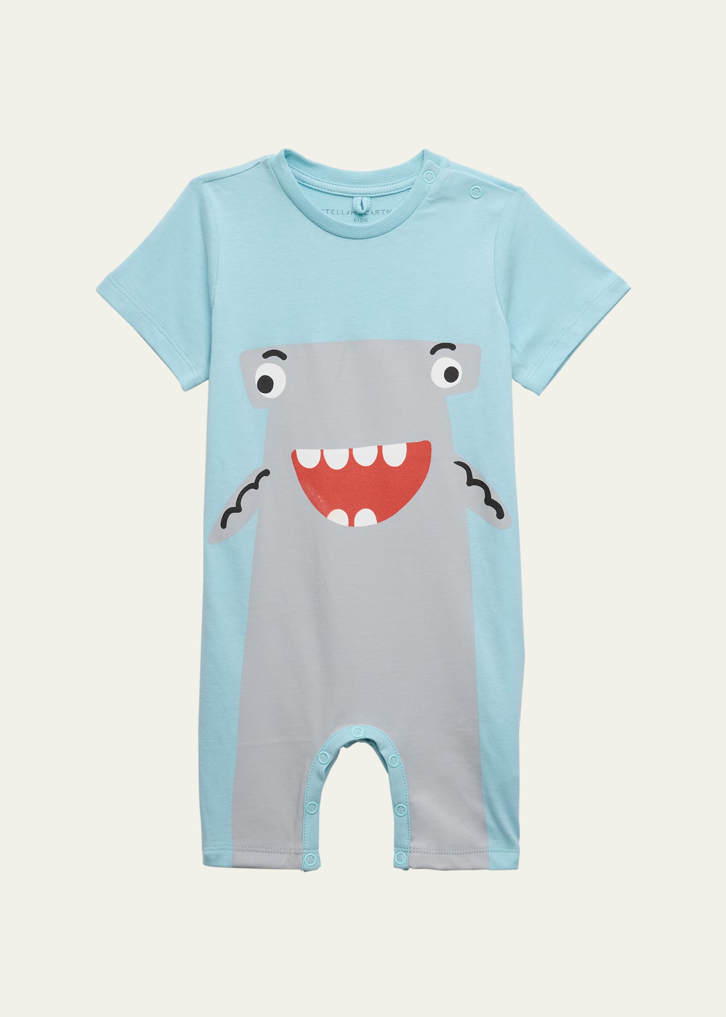 Shop Stella Mccartney Baby Boy's Happy Shark Jumpsuit In 682 Blue