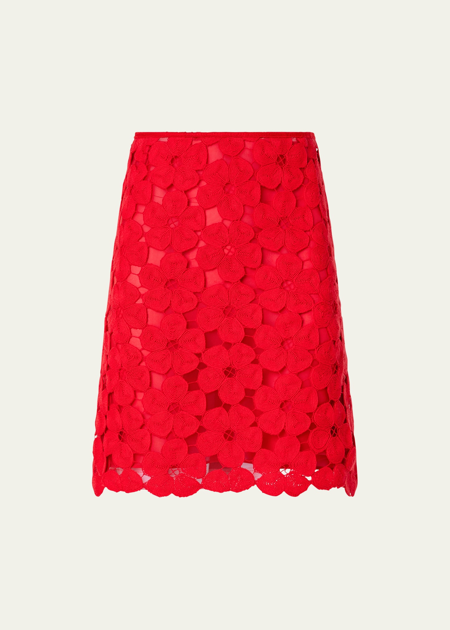 Shop Akris Cotton Anemones Embroidered Short Skirt In Poppy