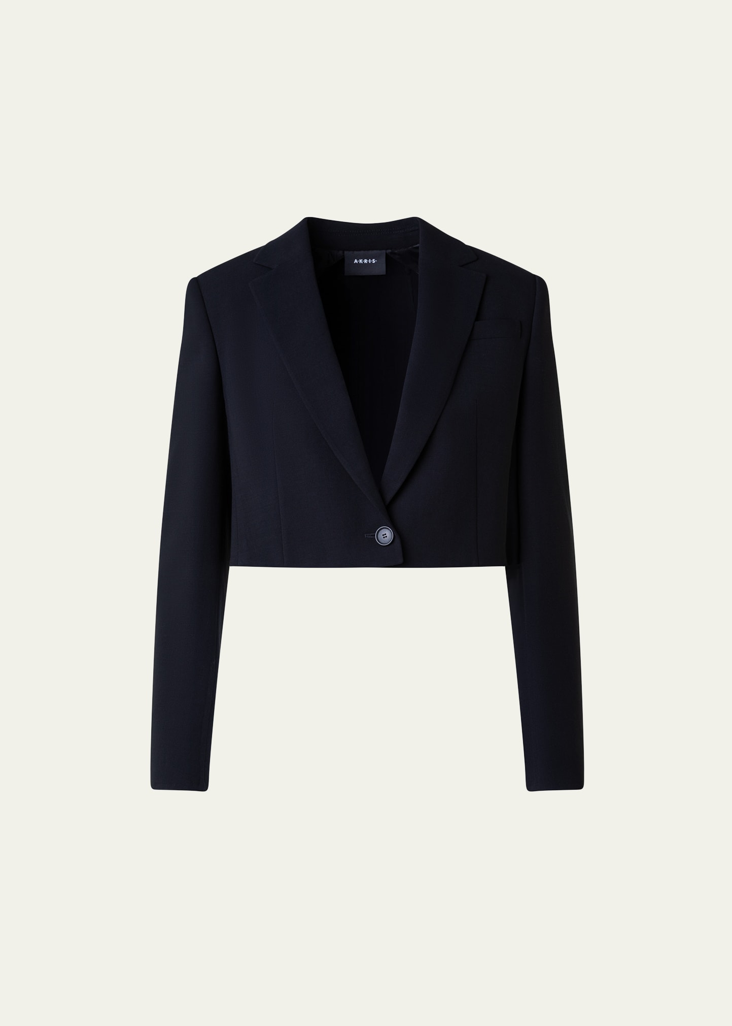 Shop Akris Wool-blend Cropped Blazer Jacket In Black