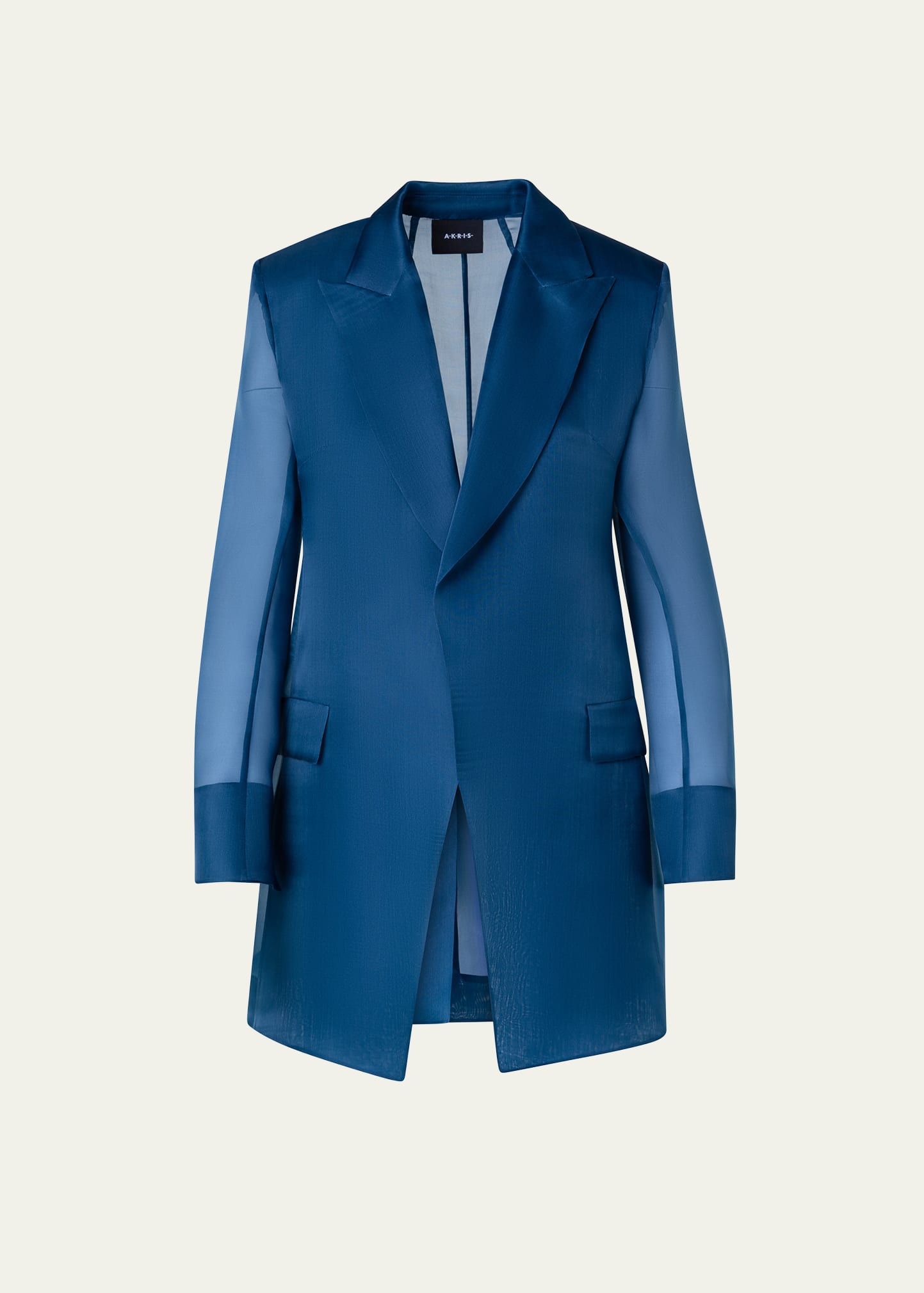 Shop Akris Teodore Silk Gauze Oversize Blazer Jacket In Denim