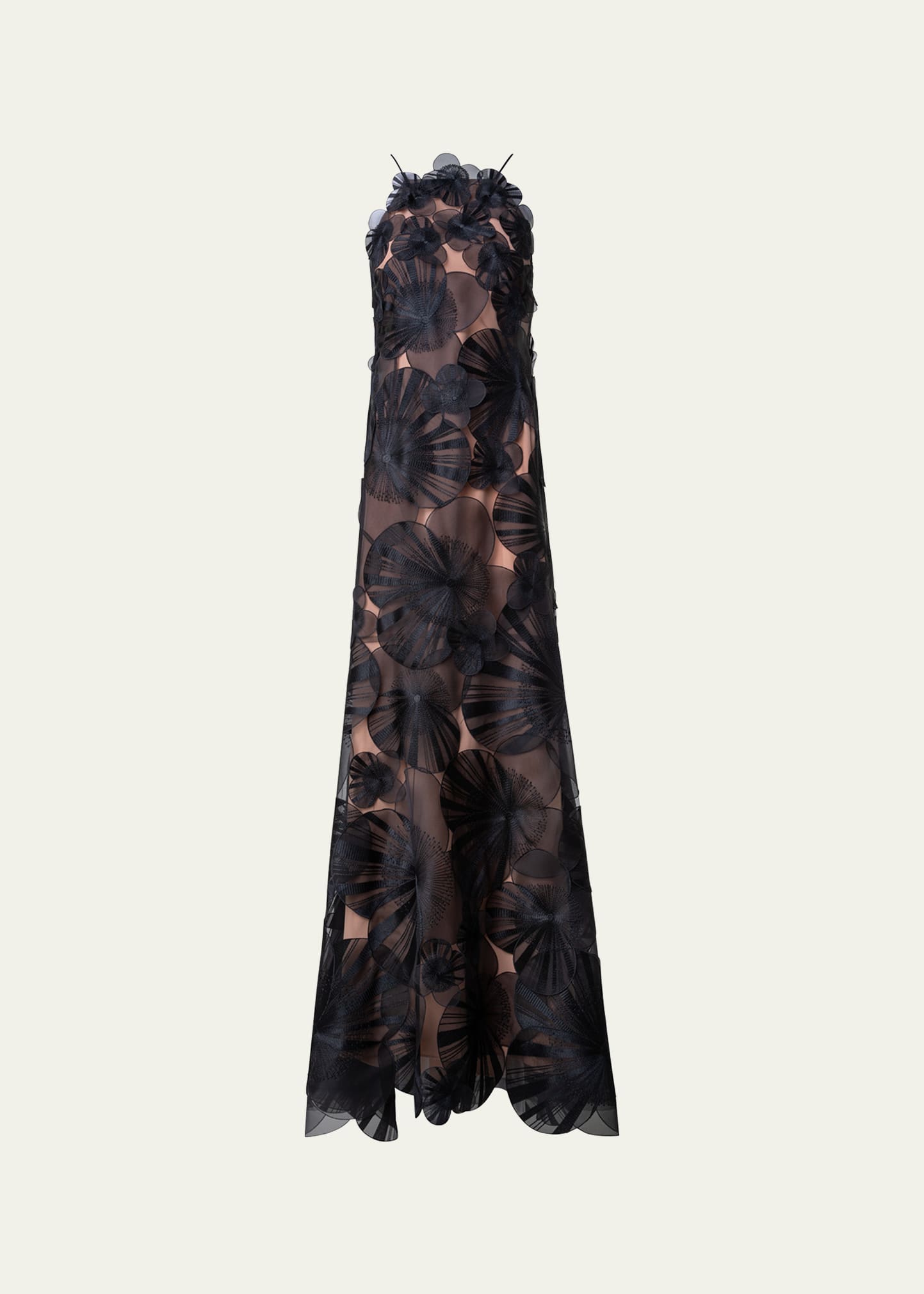 Shop Akris Anemone Tulle Gown With Silk Organza Floral Detail In Black