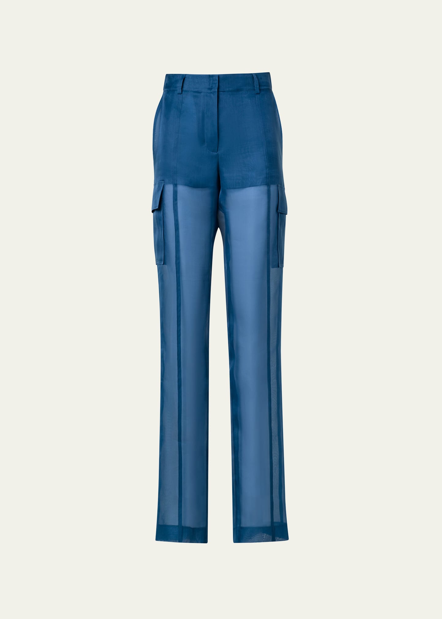 Shop Akris Mel Silk Gauze Cargo Pants In Denim