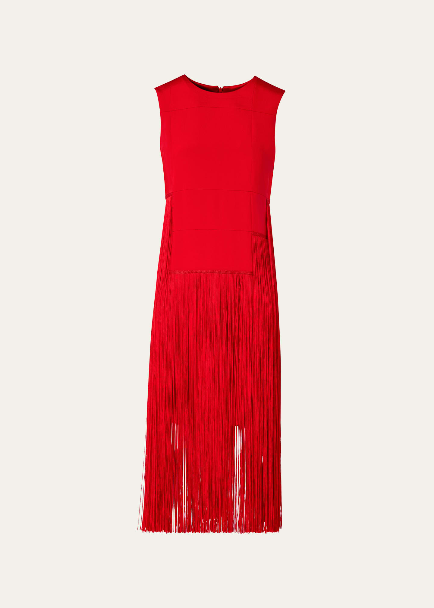 Akris Silk Crepe Fringe Midi Dress In Poppy